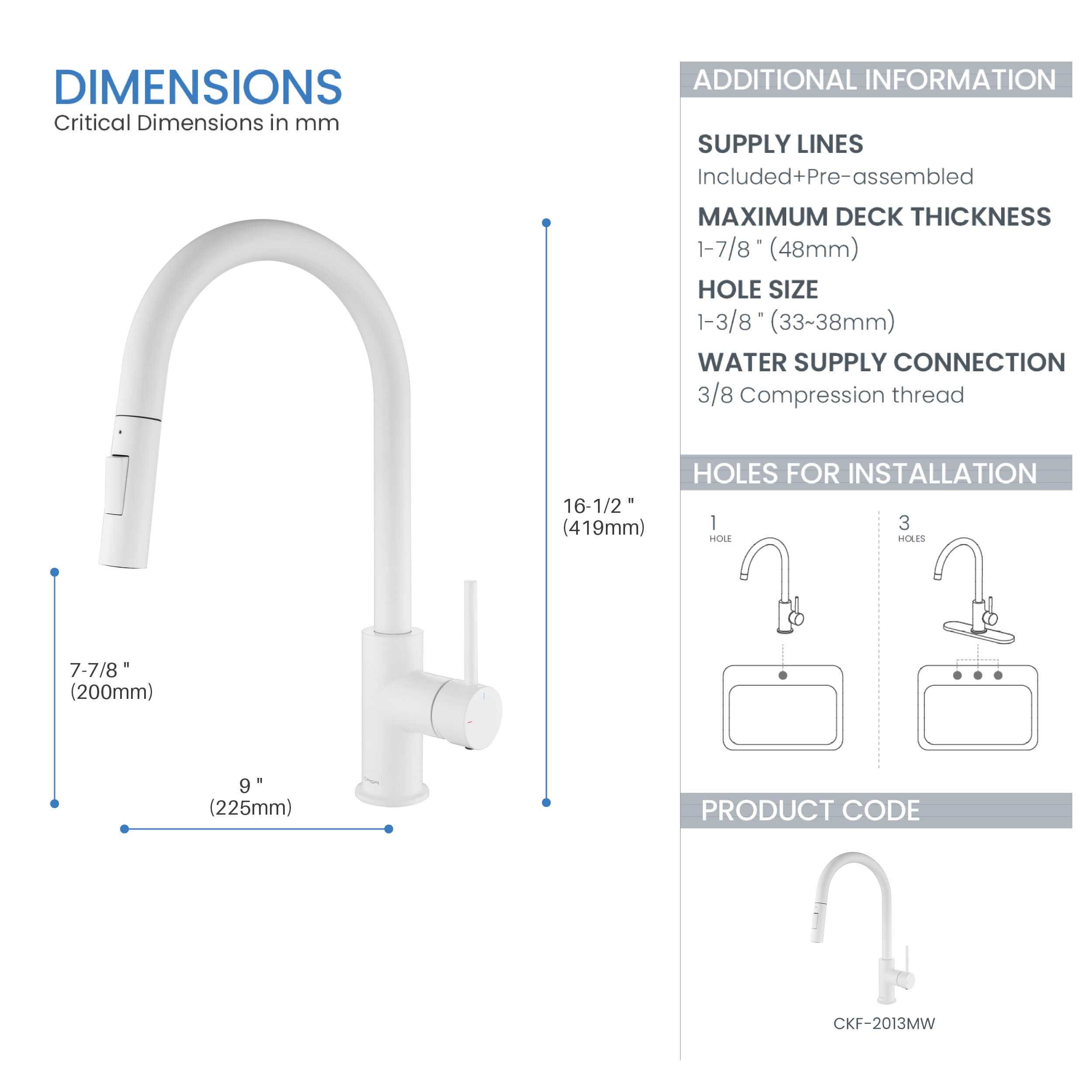 Circular Single Handle Pull Down Kitchen Faucet - KKF2013