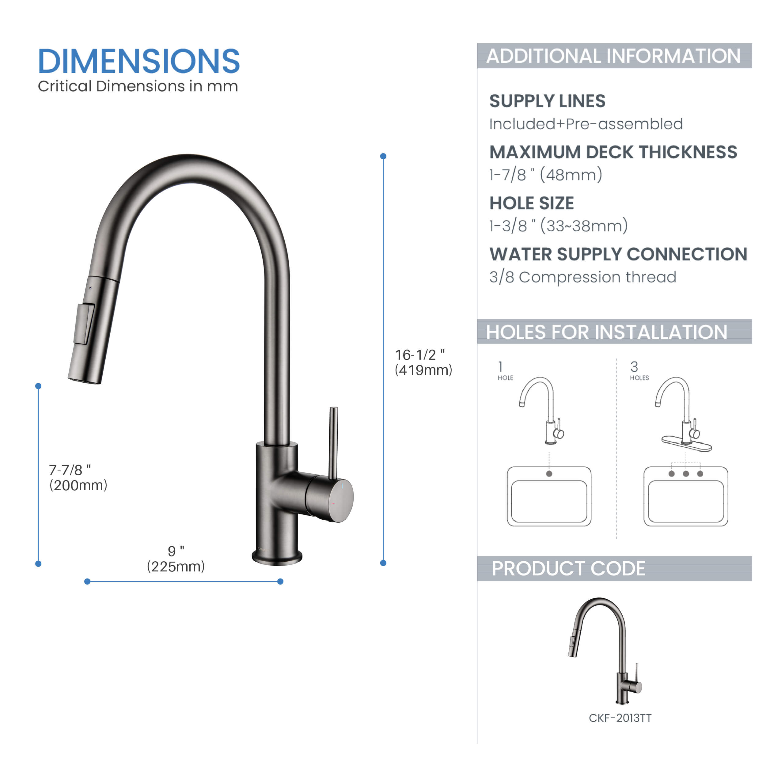 Circular Single Handle Pull Down Kitchen Faucet - KKF2013