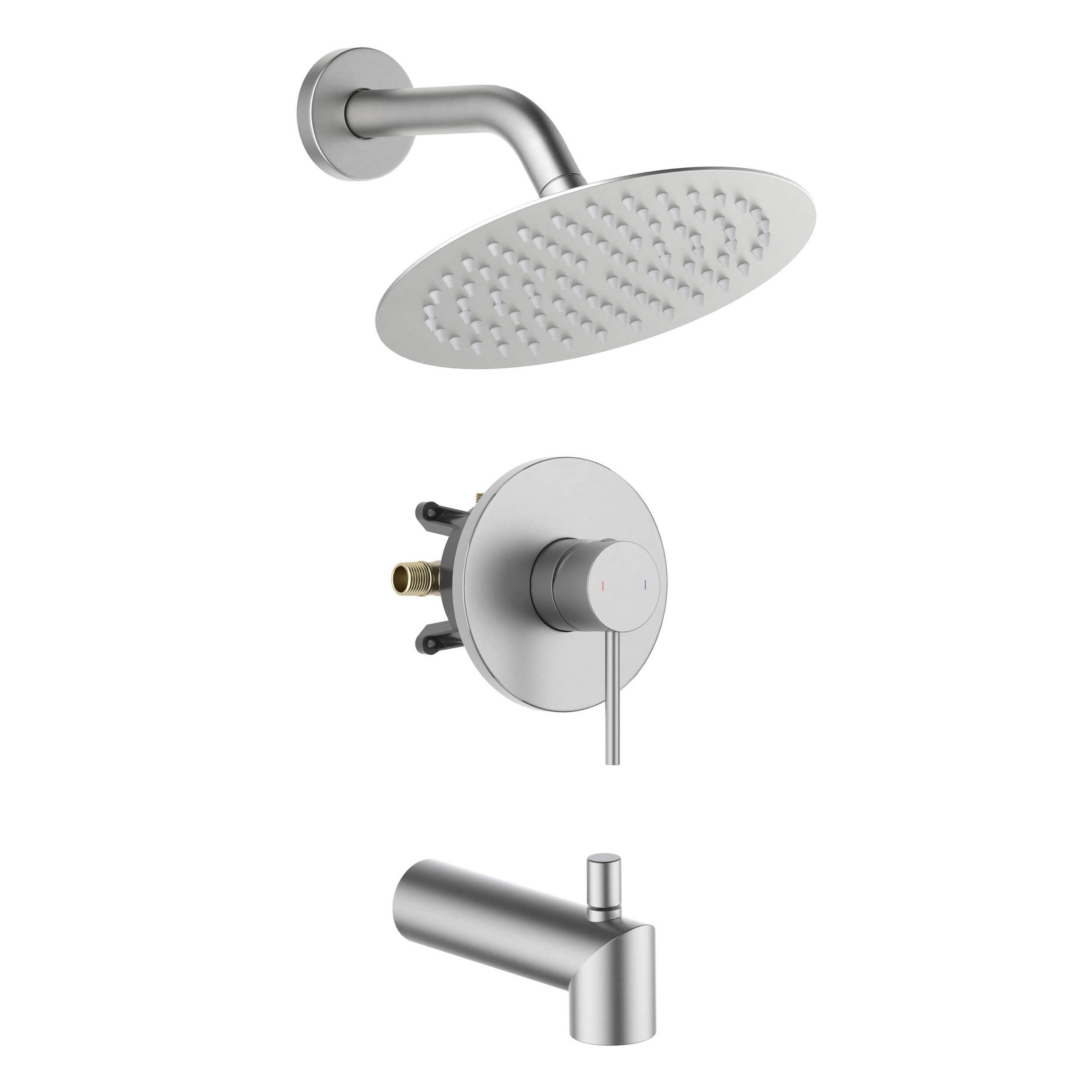 Circular Single Function Pressure Balanced Complete Shower Faucet Set with Tub Spout - KSF4016