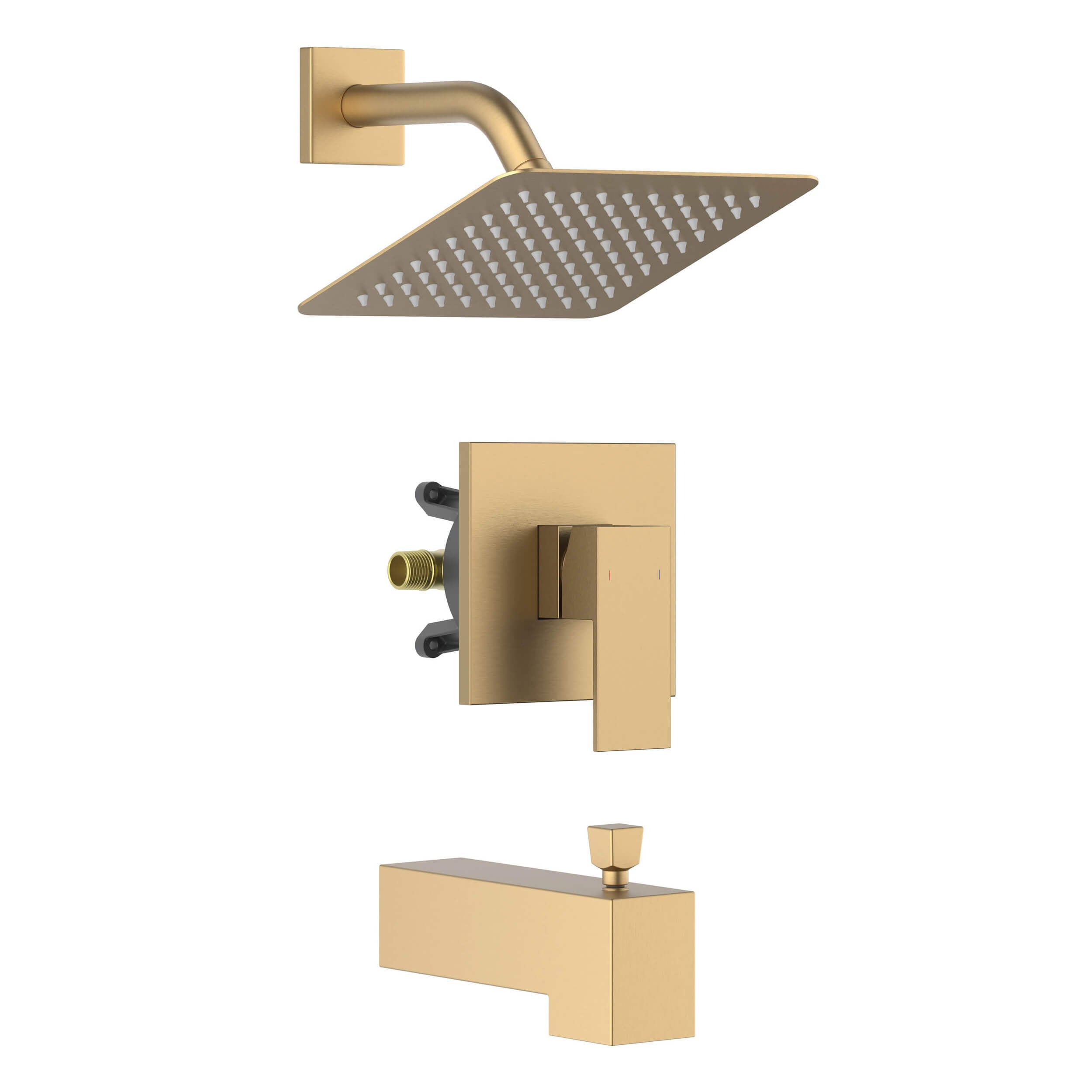 Cube Single Function Pressure Balanced Complete Shower Faucet Set with Tub Spout - KSF4018