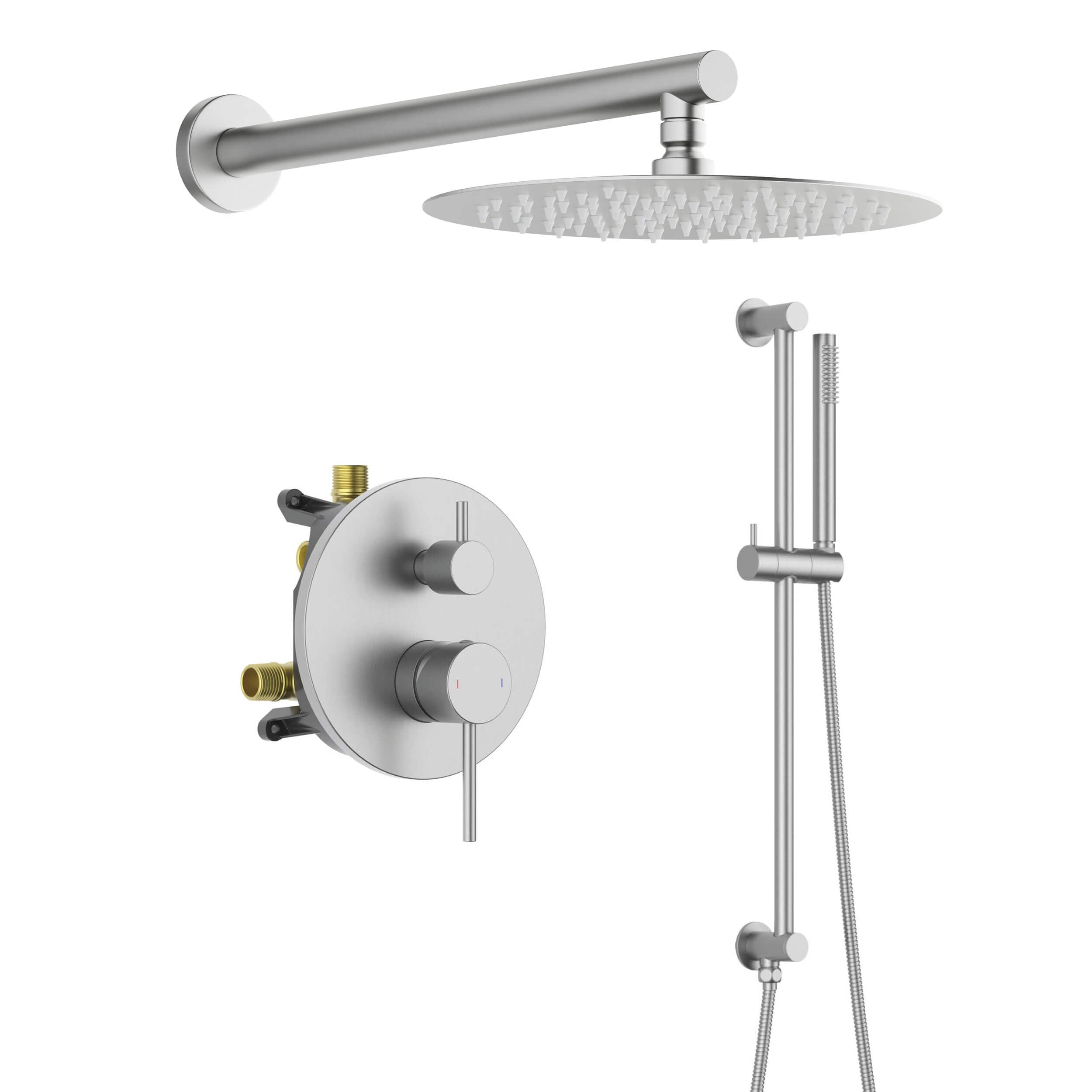 Circular 2-Function Pressure Balanced Complete Shower Faucet Set with Slide Bar - KSF4019