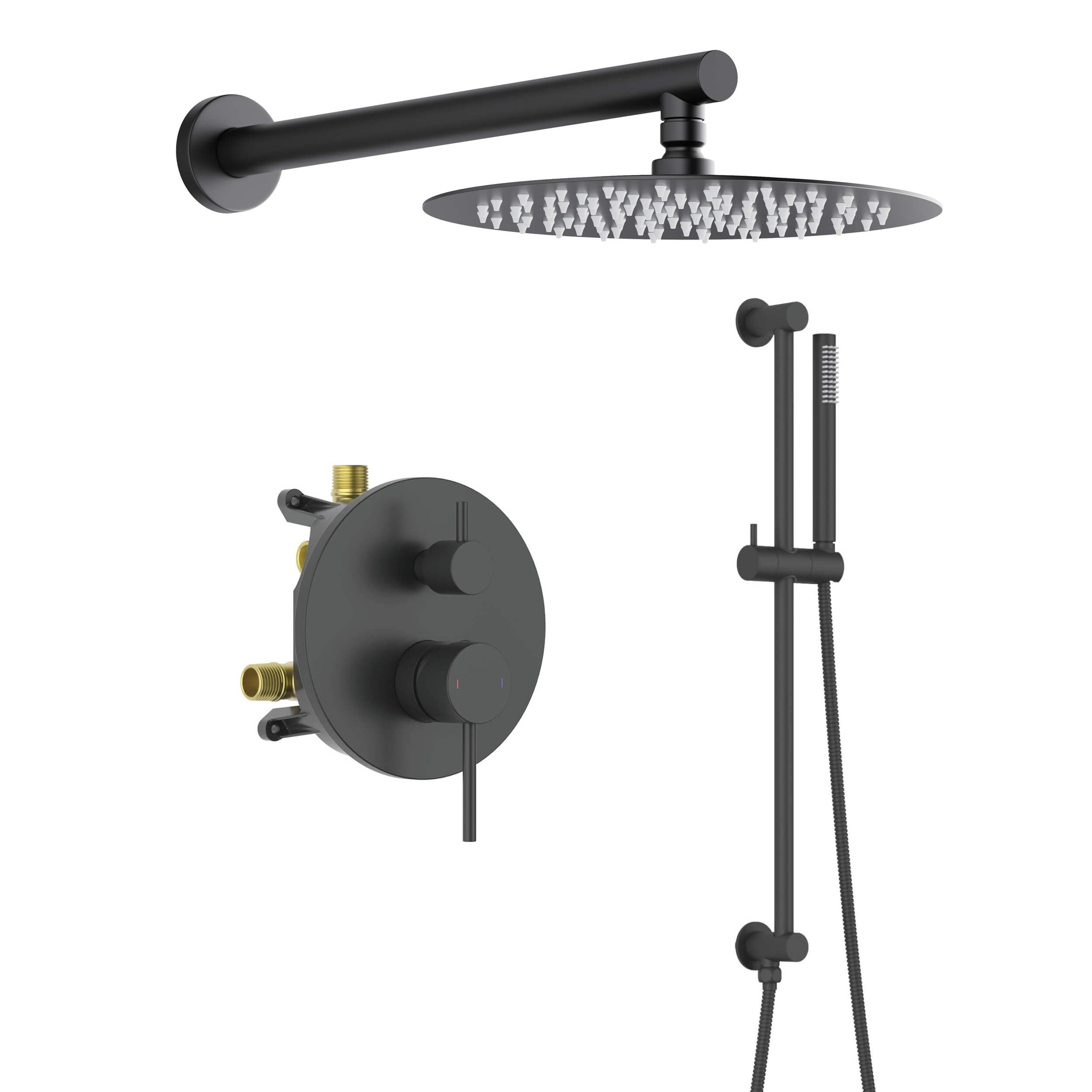 Circular 2-Function Pressure Balanced Complete Shower Faucet Set with Slide Bar - KSF4019