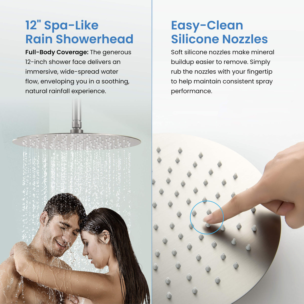 Circular 3-Function Pressure Balanced Complete Shower Faucet Set with Wall Mount, Ceiling Mount, and Handheld Shower Heads - KSF4021
