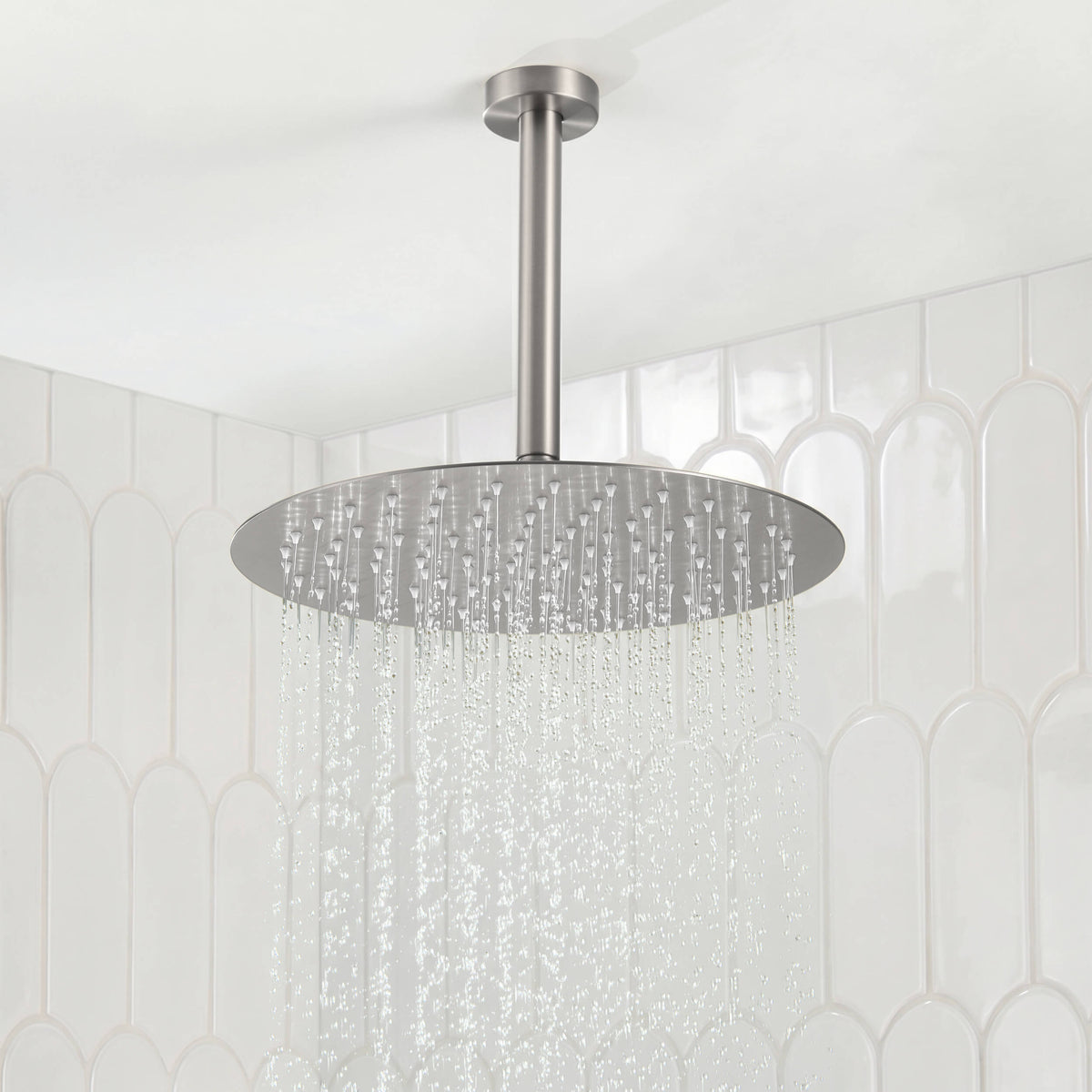 Circular 3-Function Pressure Balanced Complete Shower Faucet Set with Wall Mount, Ceiling Mount, and Handheld Shower Heads - KSF4021