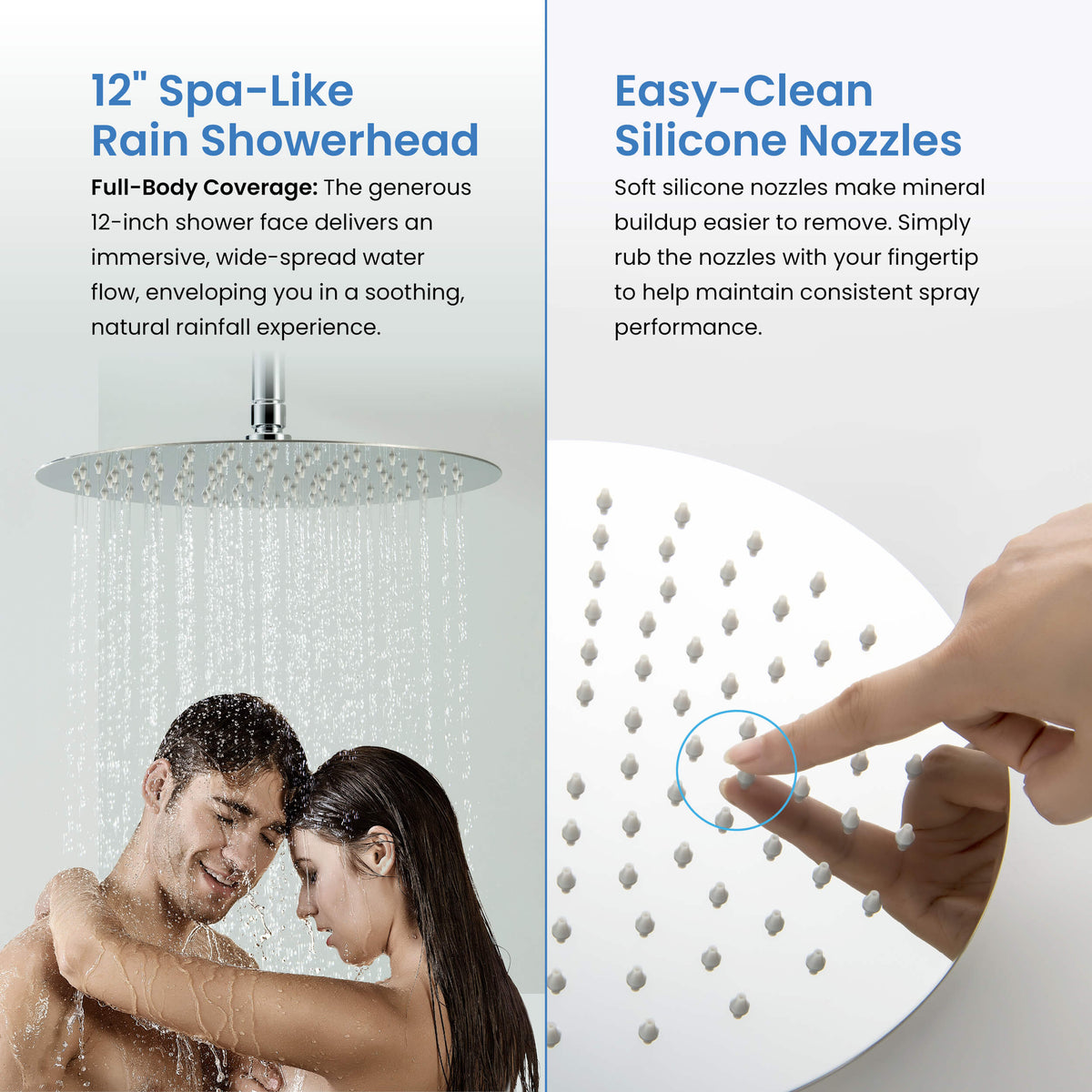 Circular 3-Function Pressure Balanced Complete Shower Faucet Set with Wall Mount, Ceiling Mount, and Handheld Shower Heads - KSF4021