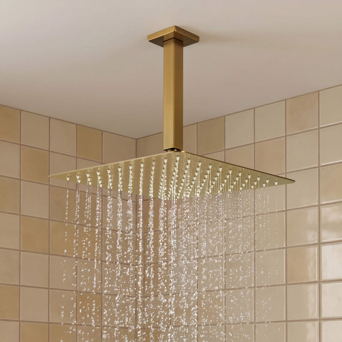 Cube 3-Function Pressure Balanced Complete Shower Faucet Set with Wall Mount, Ceiling Mount, and Handheld Shower Heads - KSF4022