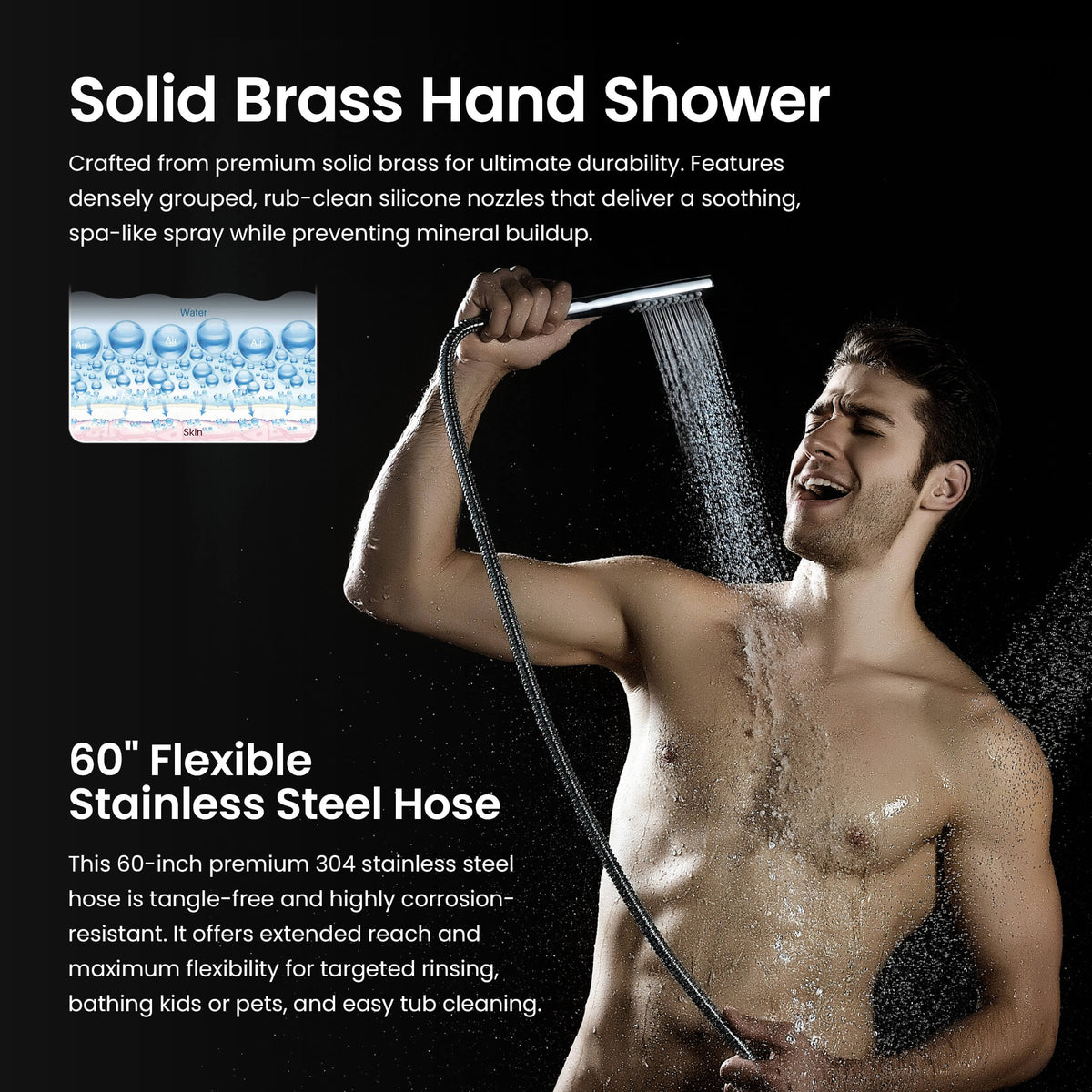 Cube 3-Function Pressure Balanced Complete Shower Faucet Set with Wall Mount, Ceiling Mount, and Handheld Shower Heads - KSF4022