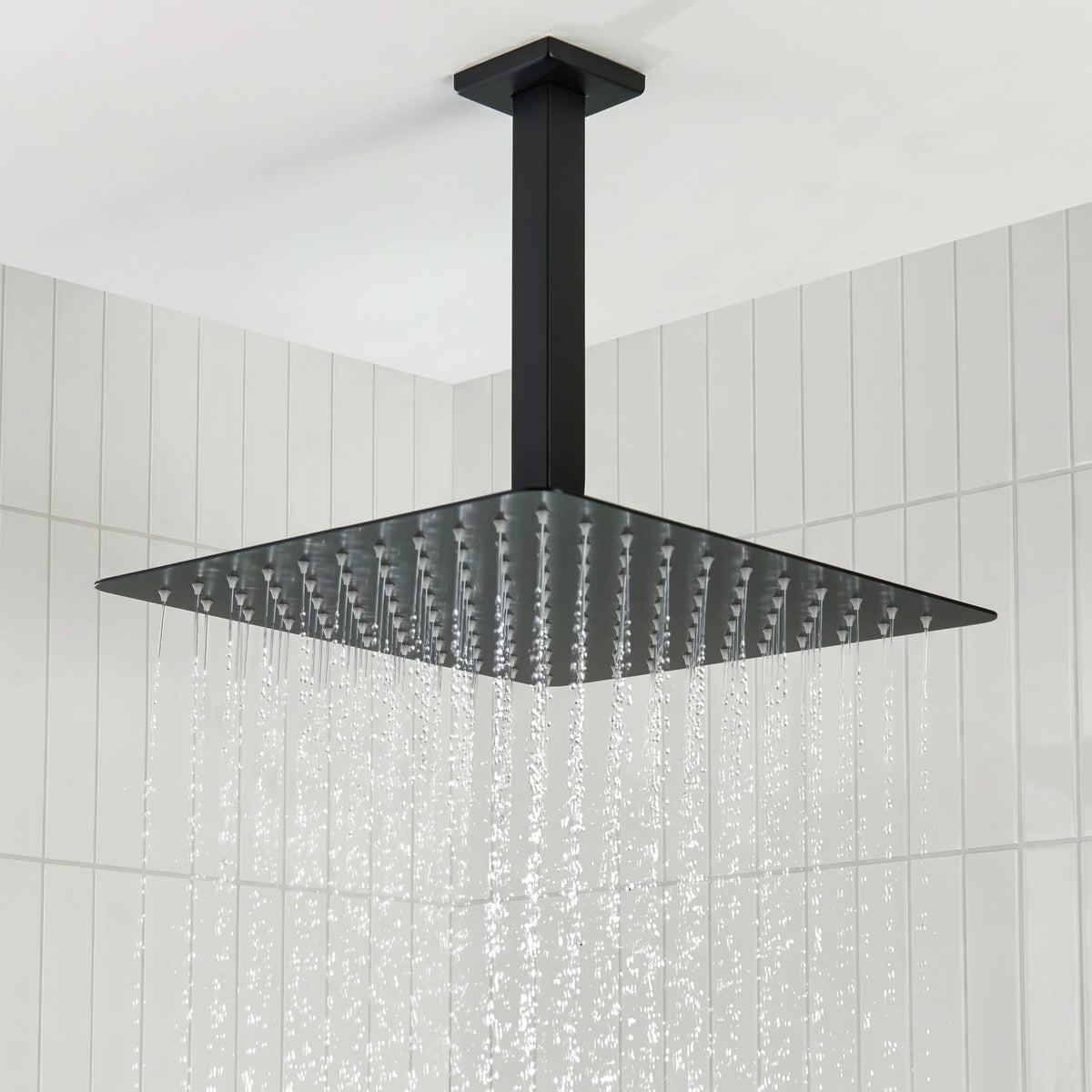 Cube 3-Function Pressure Balanced Complete Shower Faucet Set with Wall Mount, Ceiling Mount, and Handheld Shower Heads - KSF4022