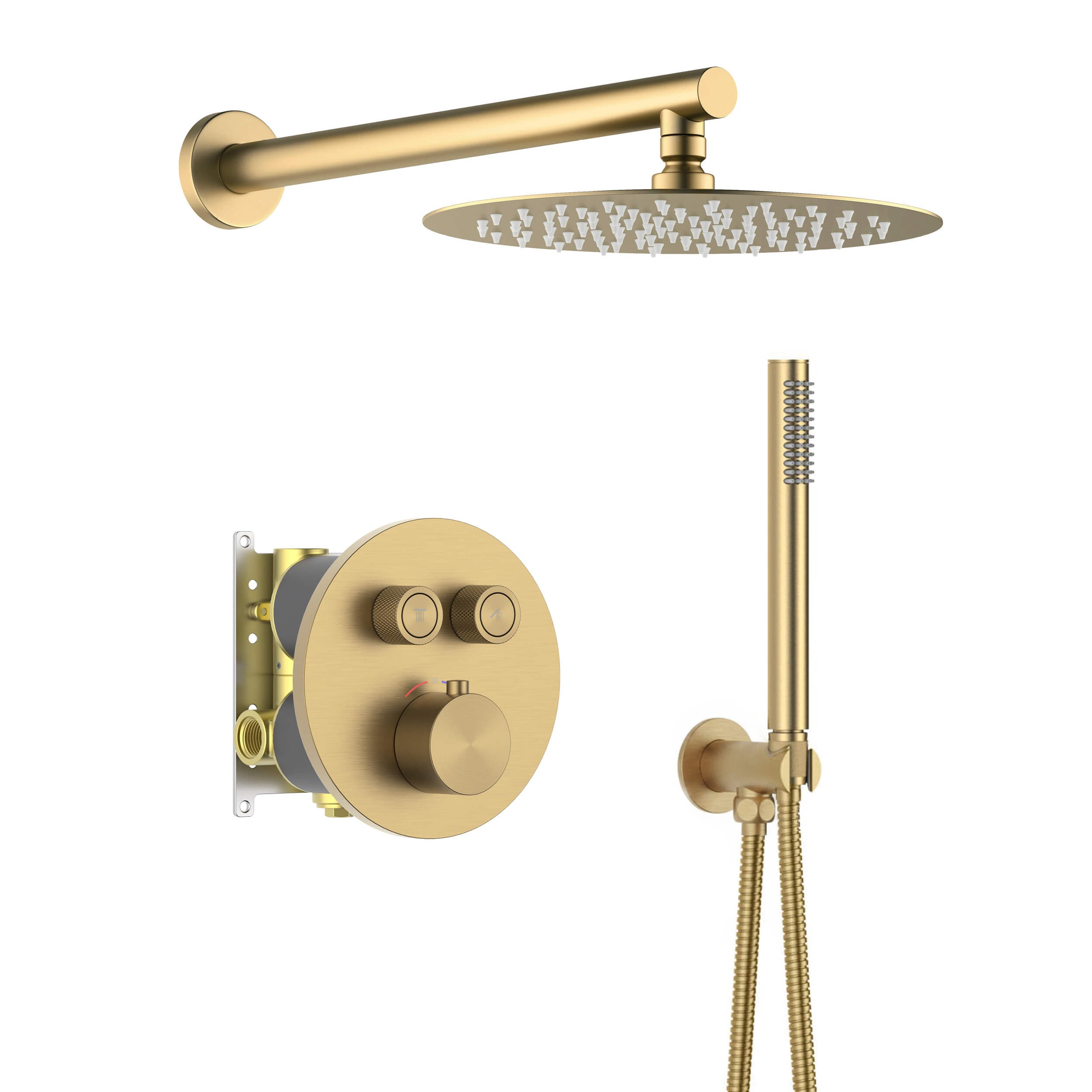 Circular 2-Function Thermostatic Complete Shower Faucet Set - KSF4023
