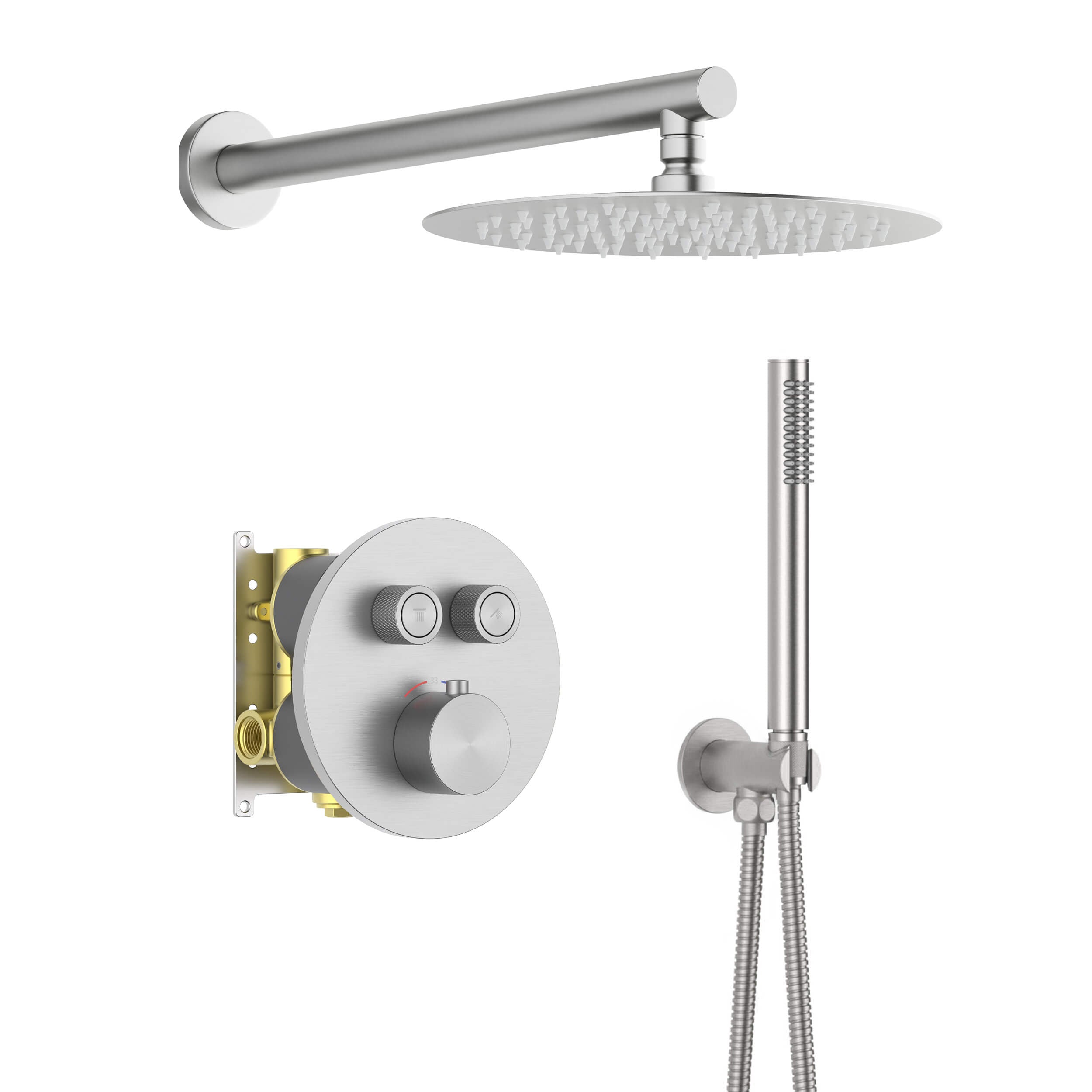 Circular 2-Function Thermostatic Complete Shower Faucet Set - KSF4023