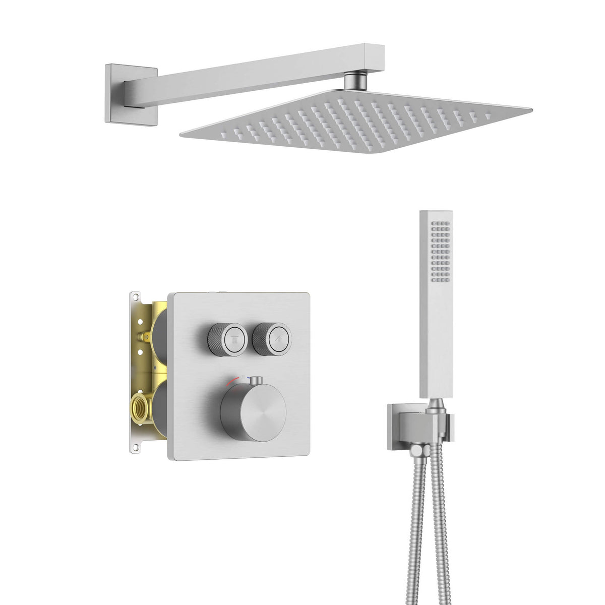 Cube 2-Function Thermostatic Complete Shower Faucet Set - KSF4024