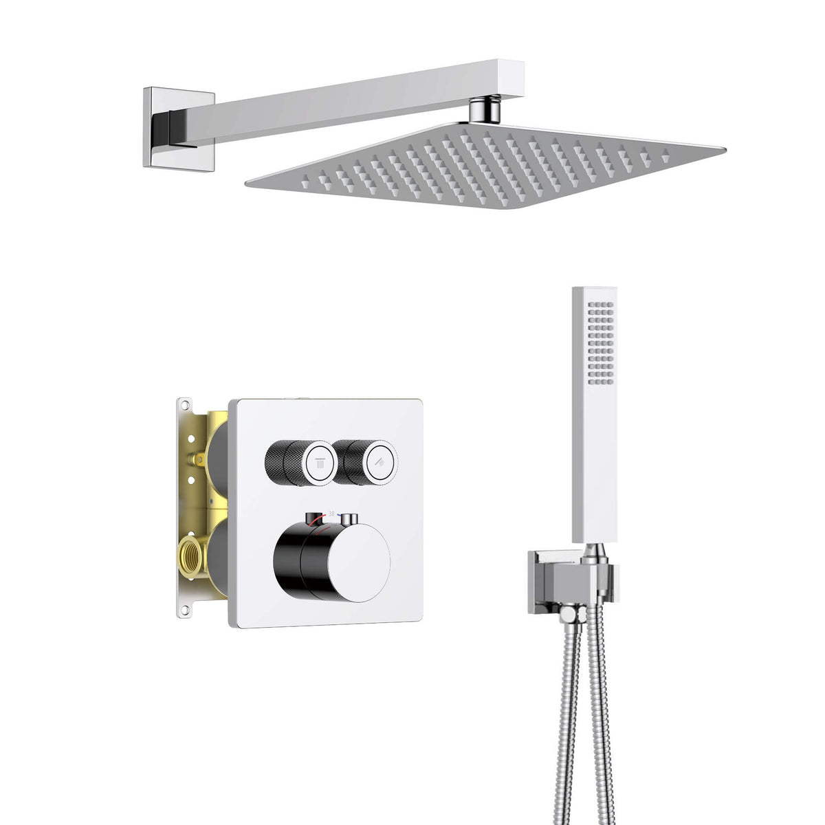 Cube 2-Function Thermostatic Complete Shower Faucet Set - KSF4024