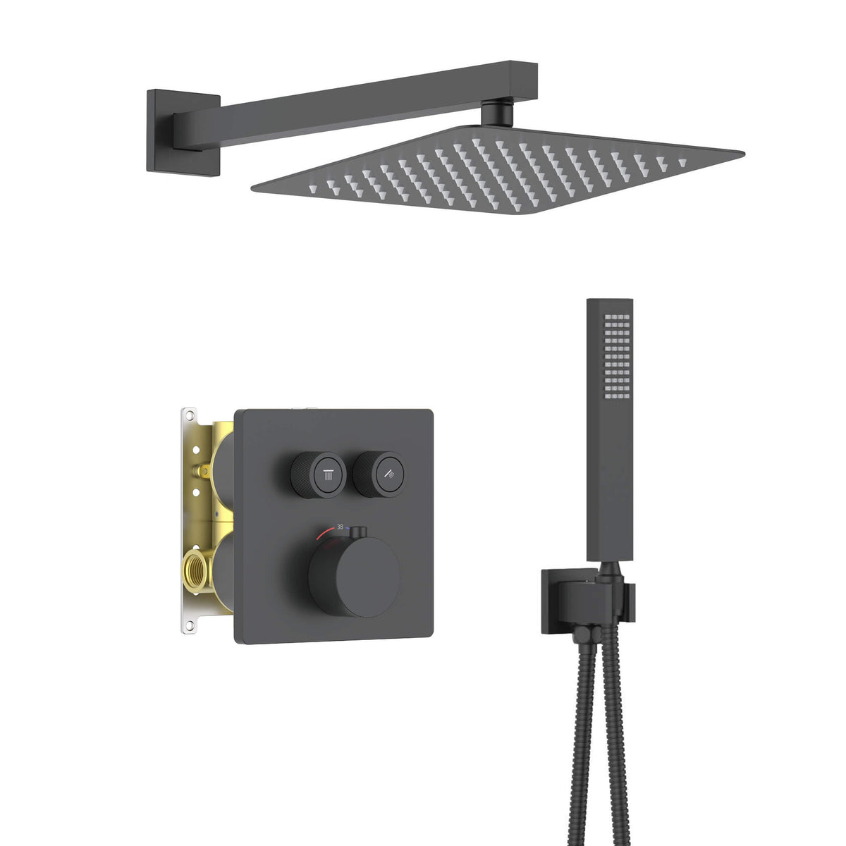 Cube 2-Function Thermostatic Complete Shower Faucet Set - KSF4024