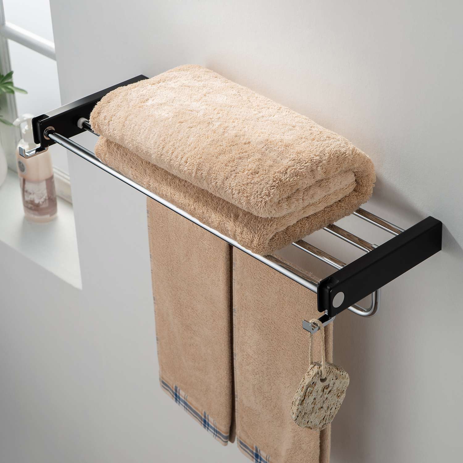 Bathroom Hardware Accessory Wall Mounted Towel Rack with Hook KBA1004