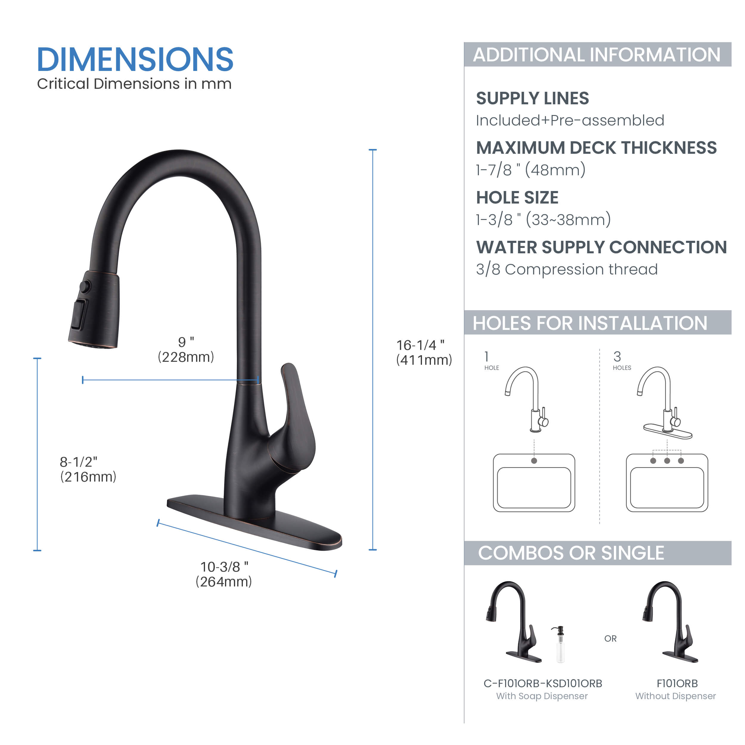 Single Handle Pull Down Kitchen Faucet - F101