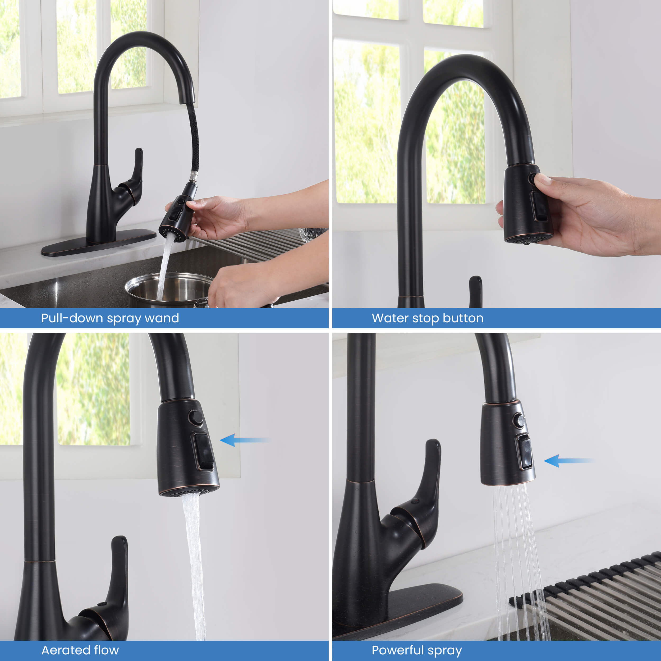 Single Handle Pull Down Kitchen Faucet - F101