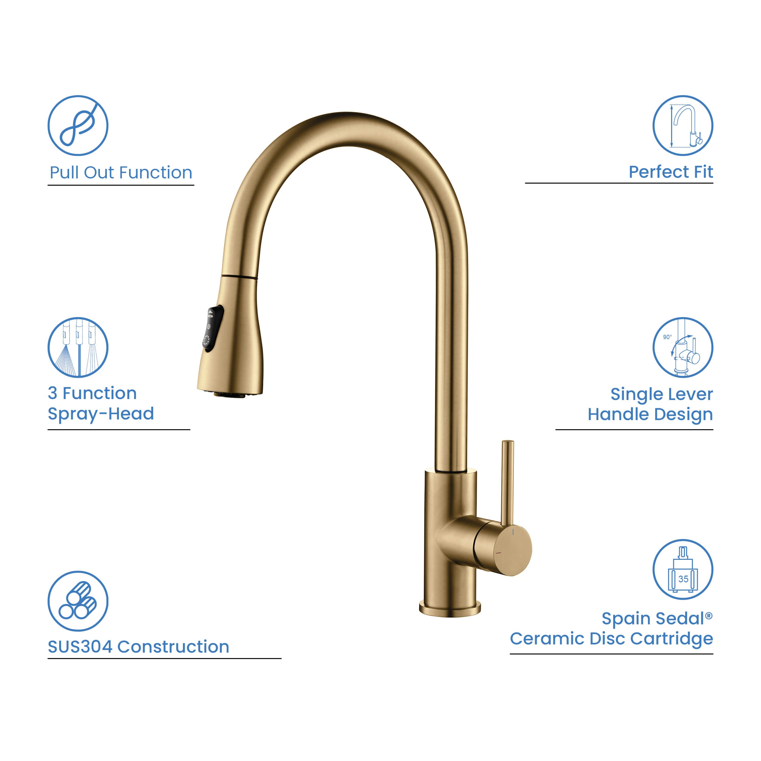 Single Handle Pull Down Kitchen Faucet - F102