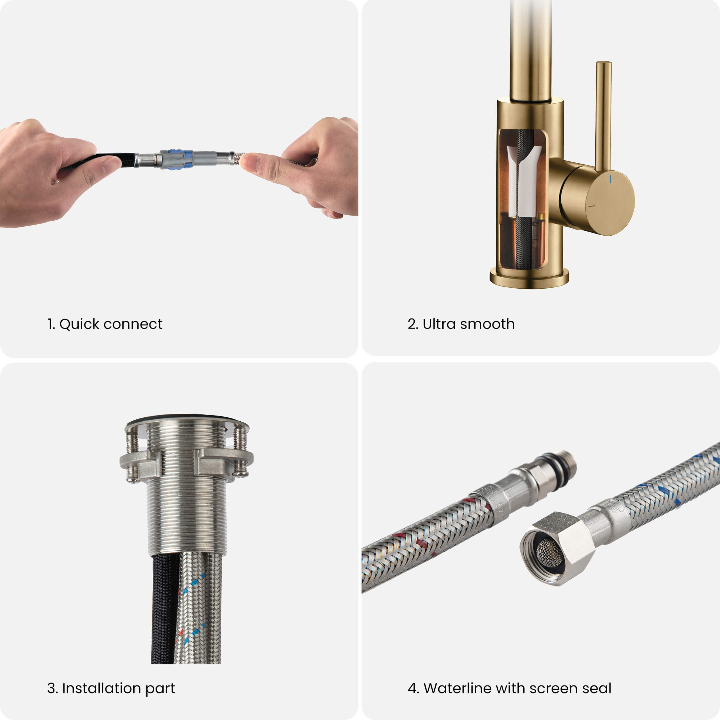 Single Handle Pull Down Kitchen Faucet - F102