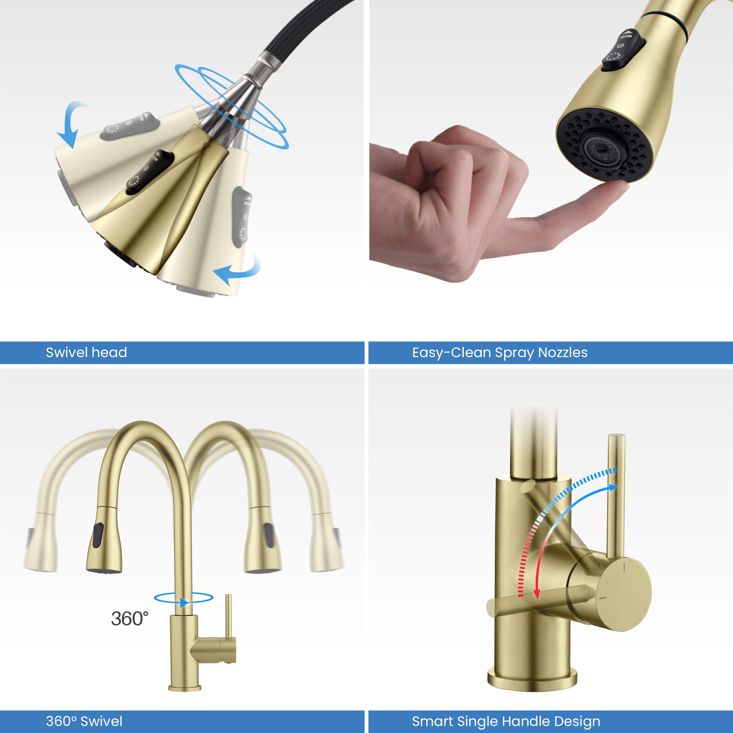 Single Handle Pull Down Kitchen Faucet - F102