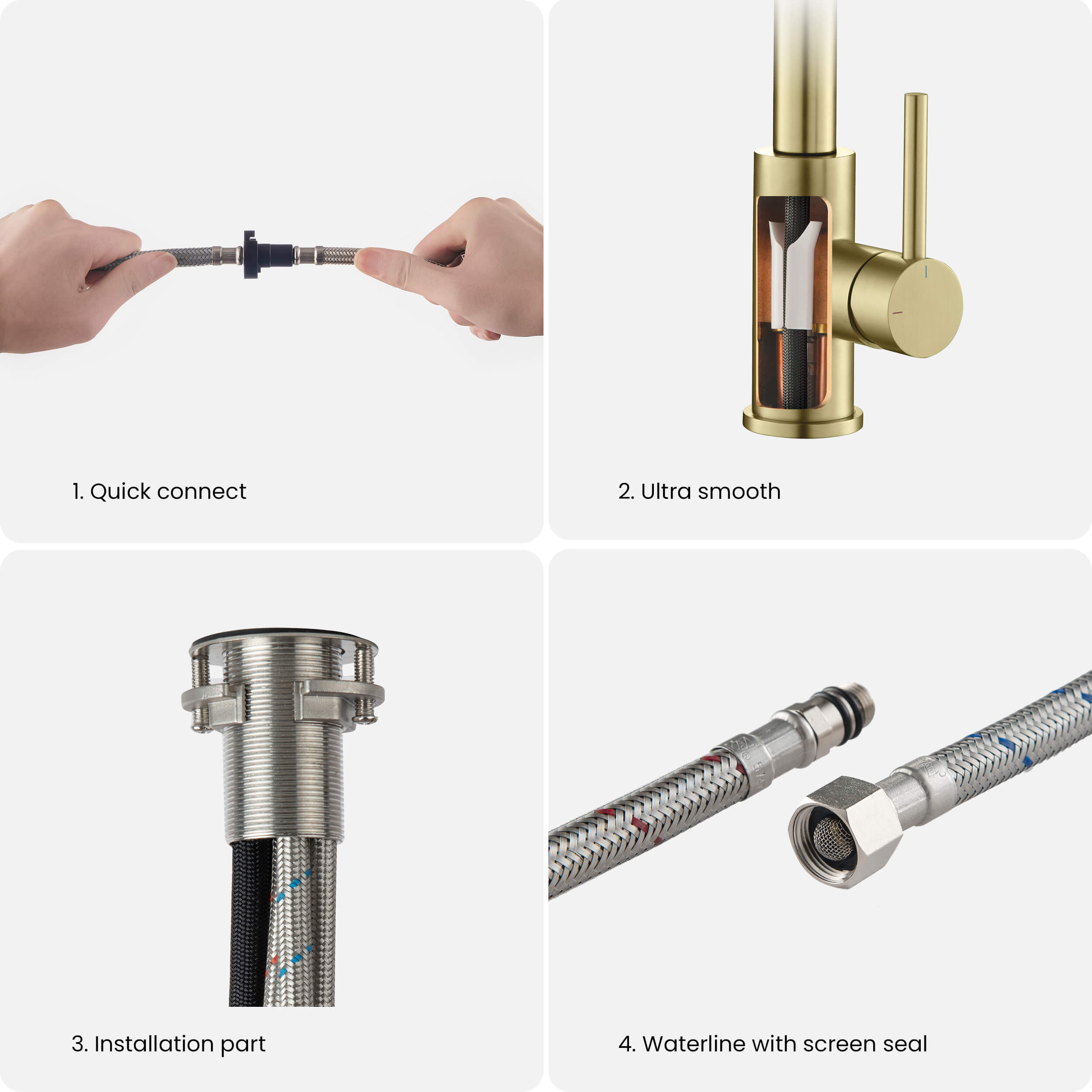 Single Handle Pull Down Kitchen Faucet - F102