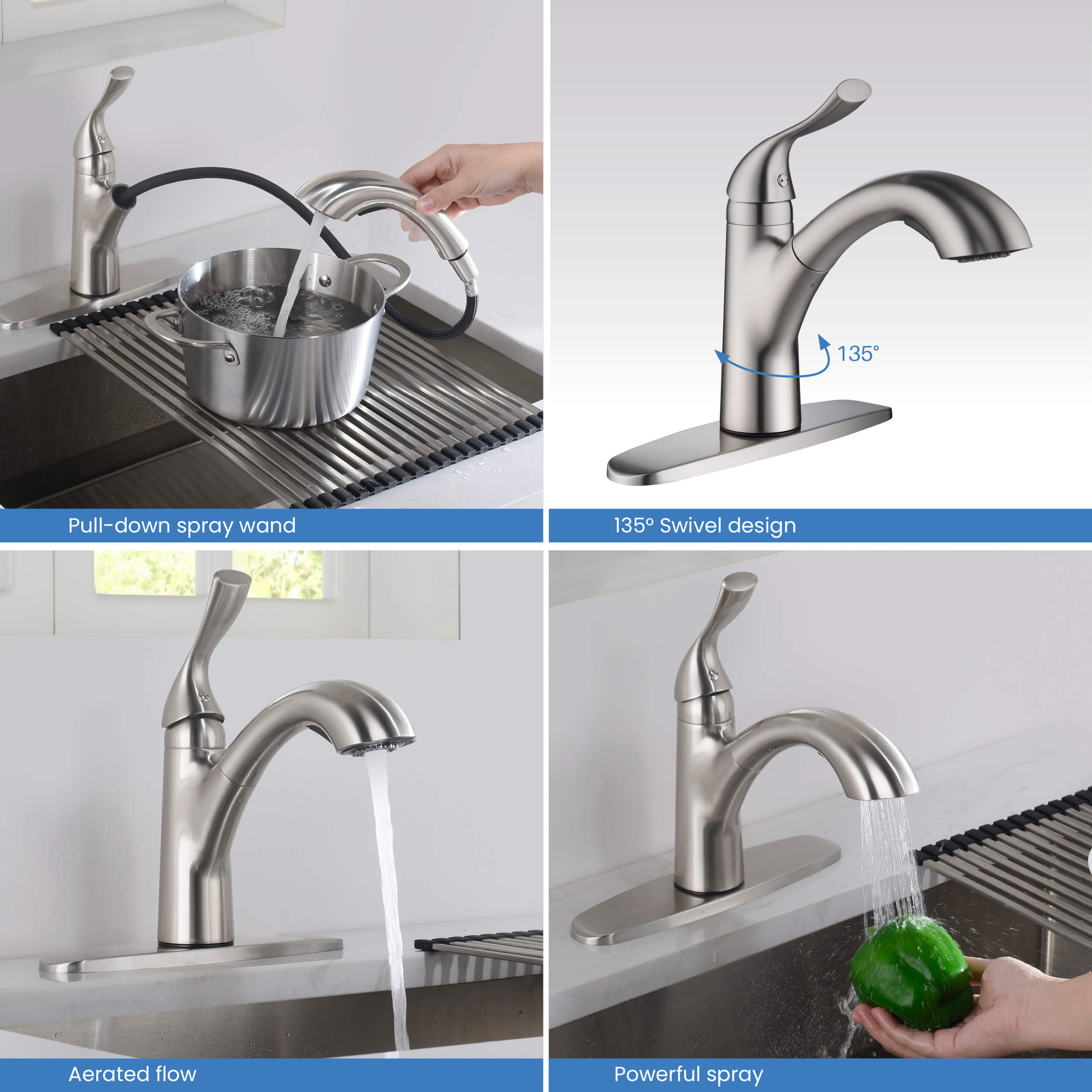 Single Handle Pull Out Kitchen Faucet - F103