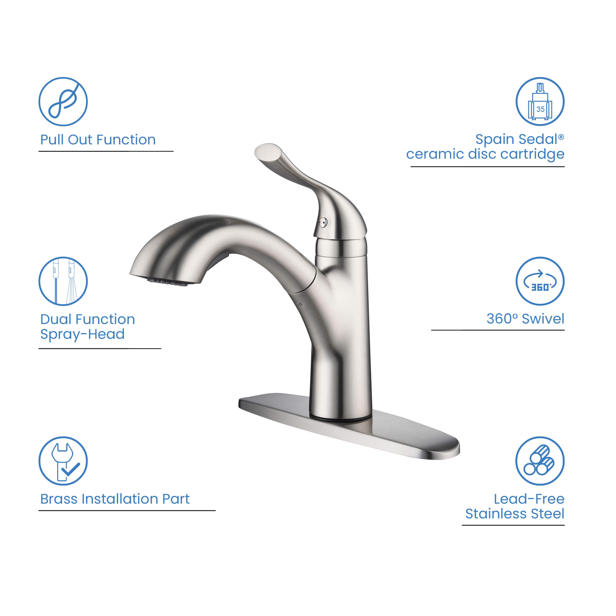 Single Handle Pull Out Kitchen Faucet - F103