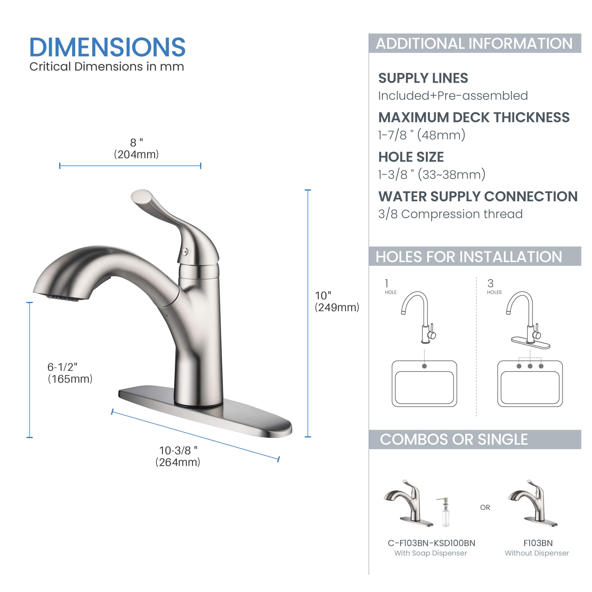 Single Handle Pull Out Kitchen Faucet - F103
