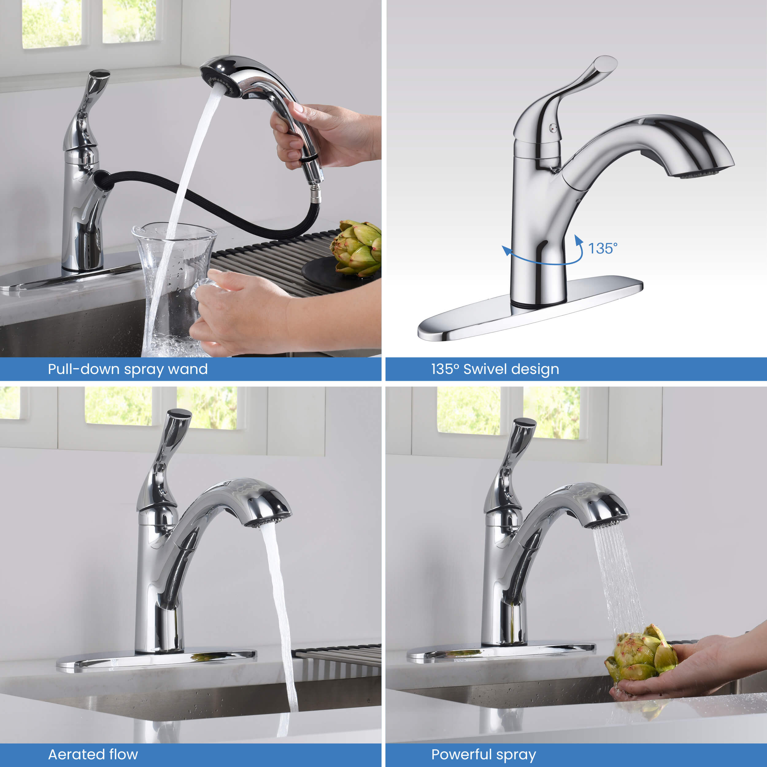 Single Handle Pull Out Kitchen Faucet - F103