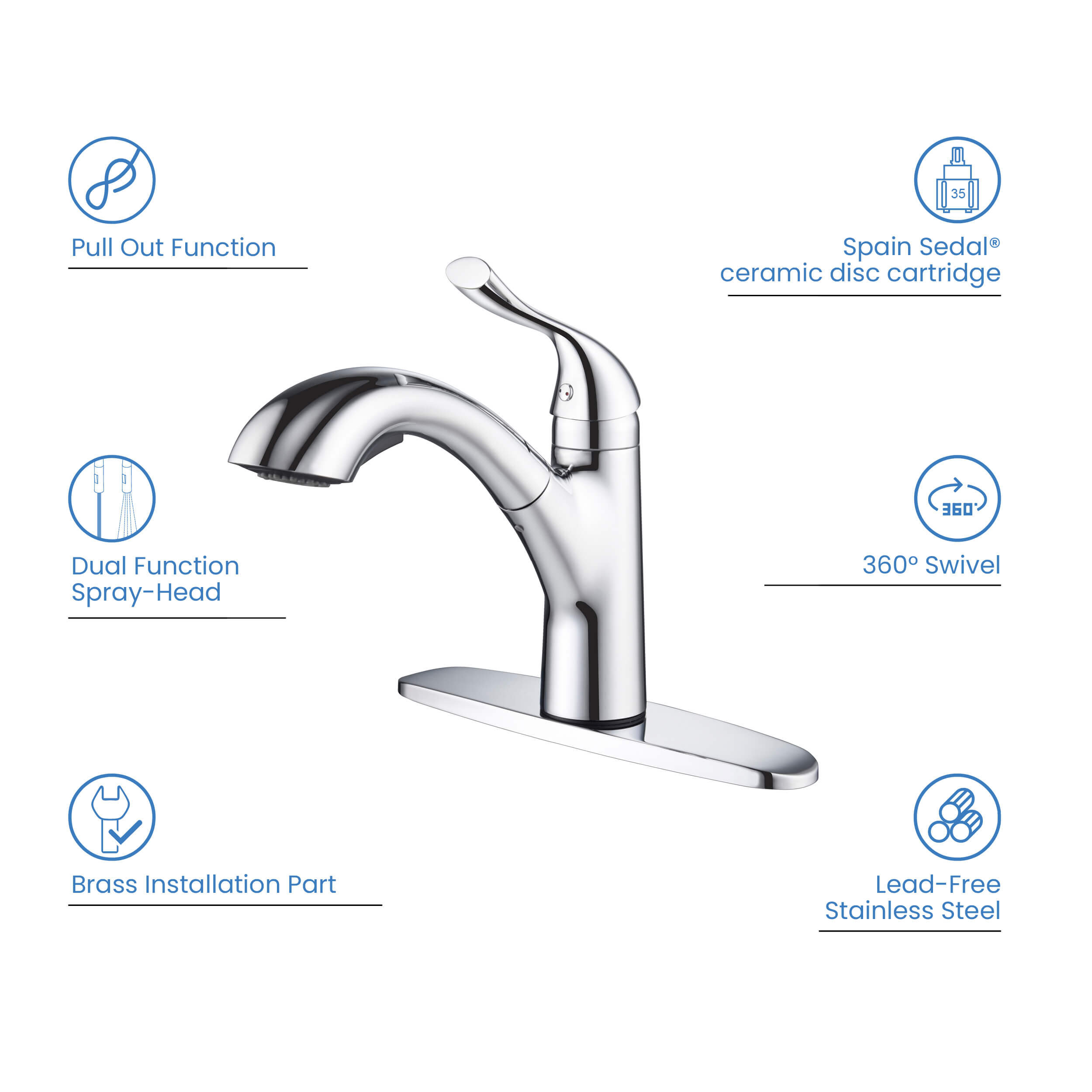 Single Handle Pull Out Kitchen Faucet - F103