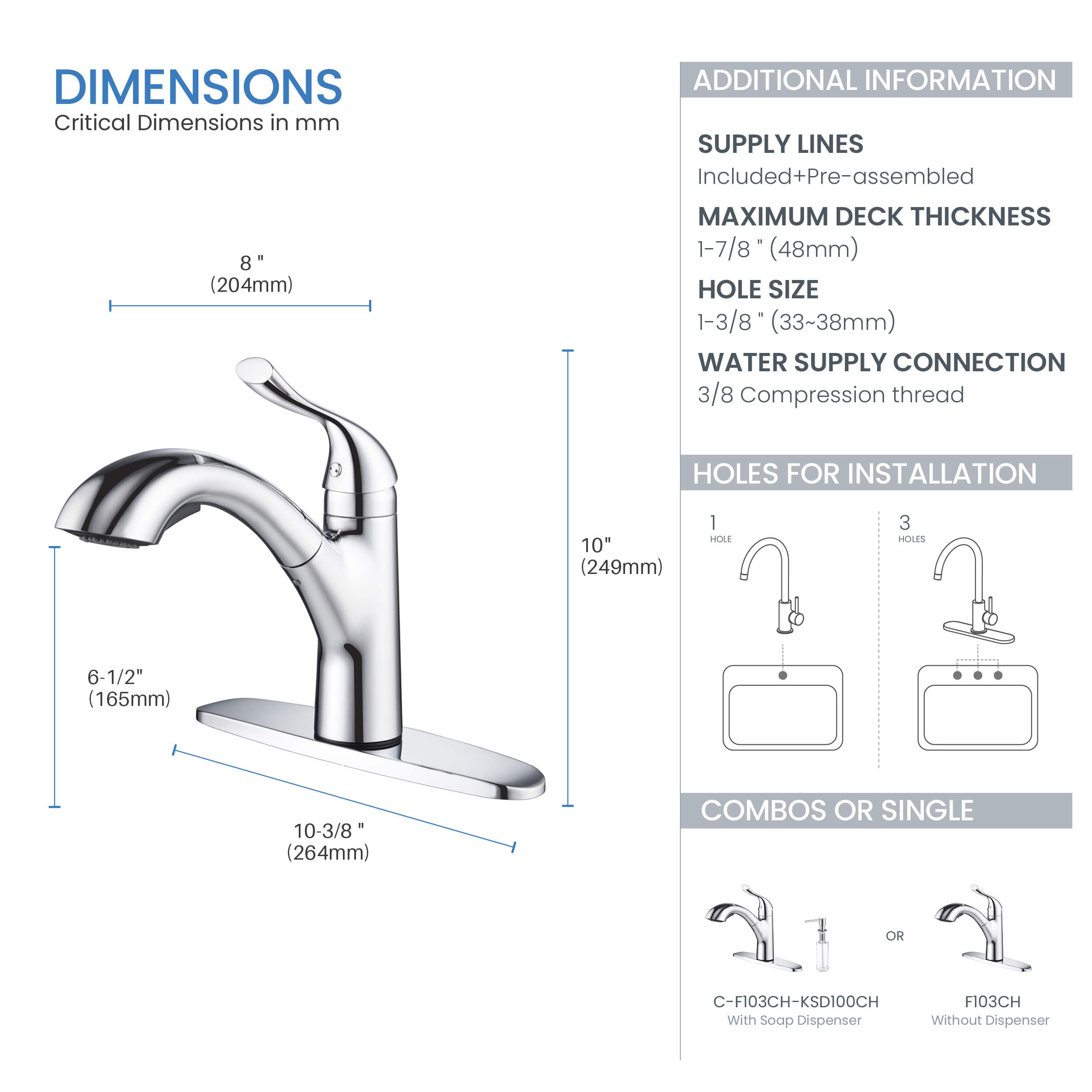 Single Handle Pull Out Kitchen Faucet - F103
