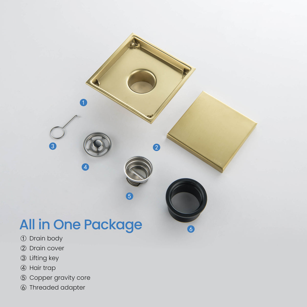 6 inch Square Reversible Tile-In Shower Drain - KFD0601