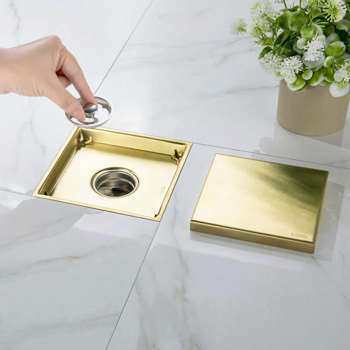 6 inch Square Reversible Tile-In Shower Drain - KFD0601