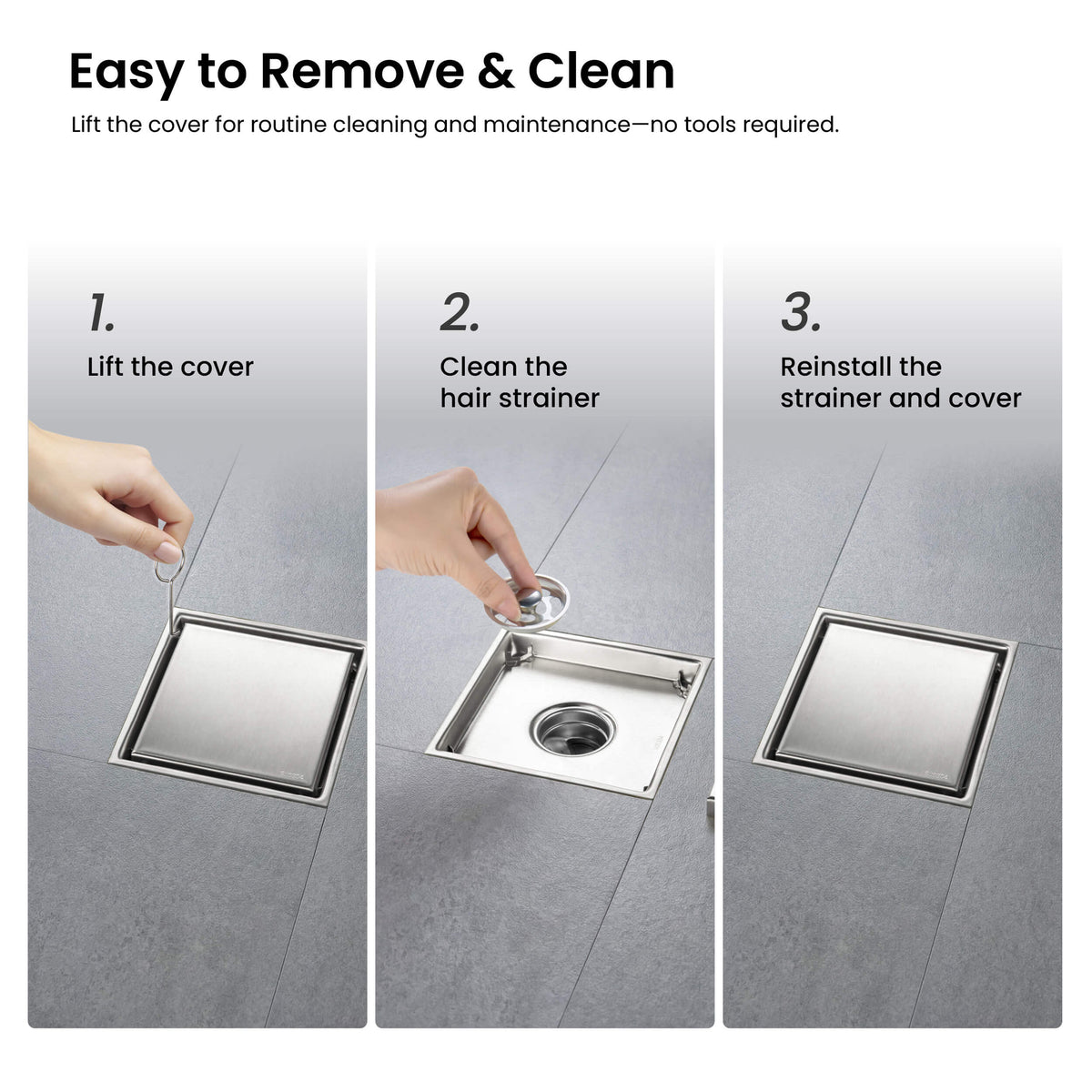 6 inch Square Reversible Tile-In Shower Drain - KFD0601