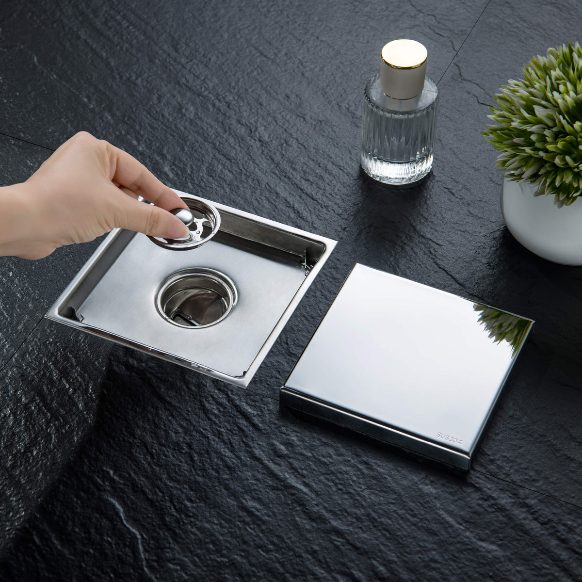 6 inch Square Reversible Tile-In Shower Drain - KFD0601