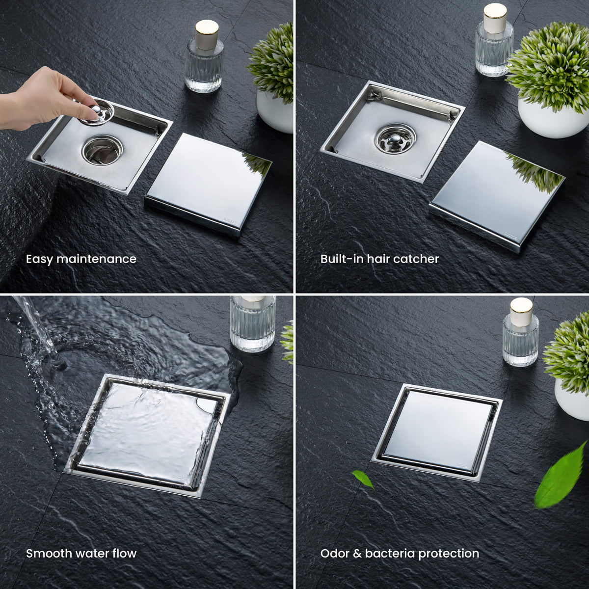 6 inch Square Reversible Tile-In Shower Drain - KFD0601
