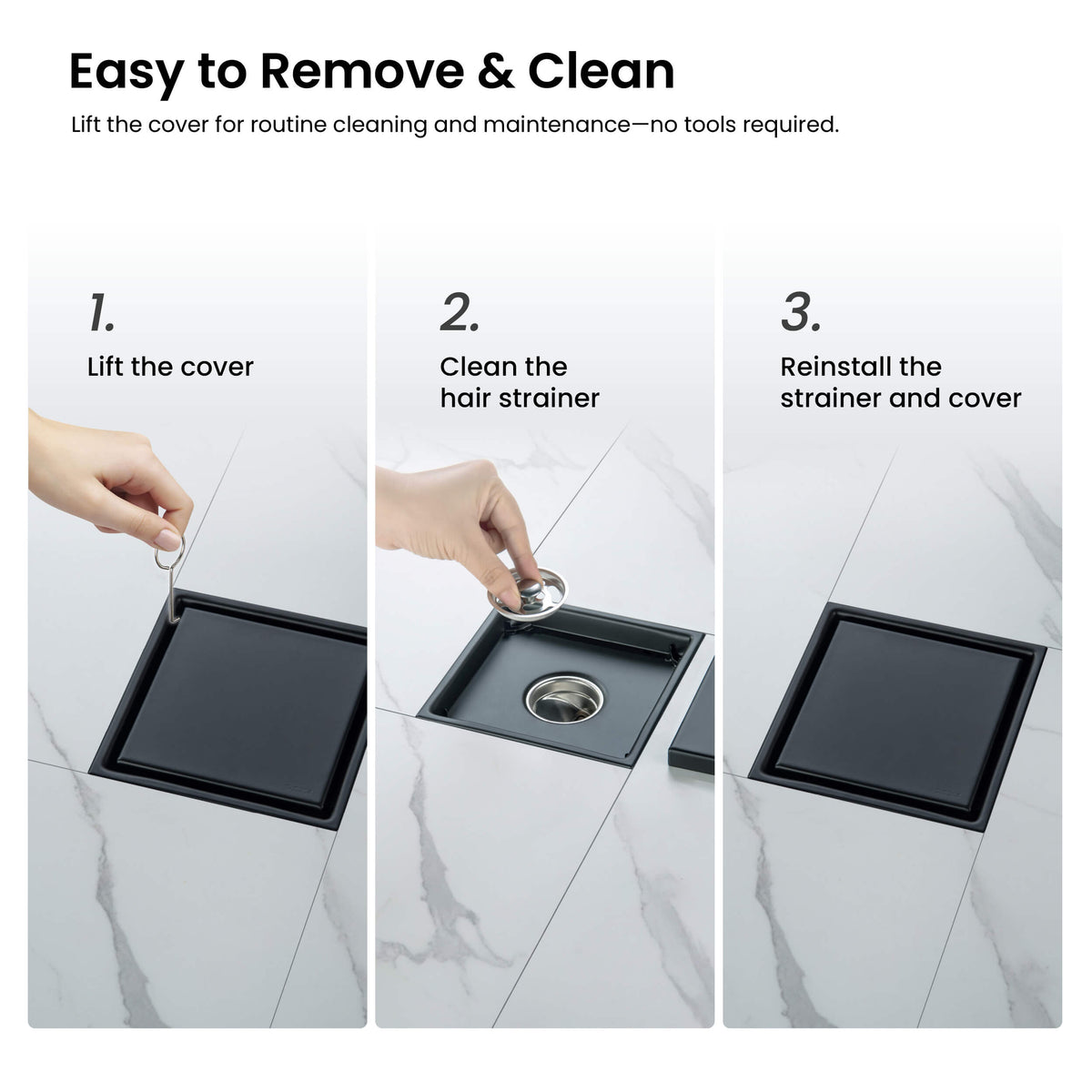 6 inch Square Reversible Tile-In Shower Drain - KFD0601