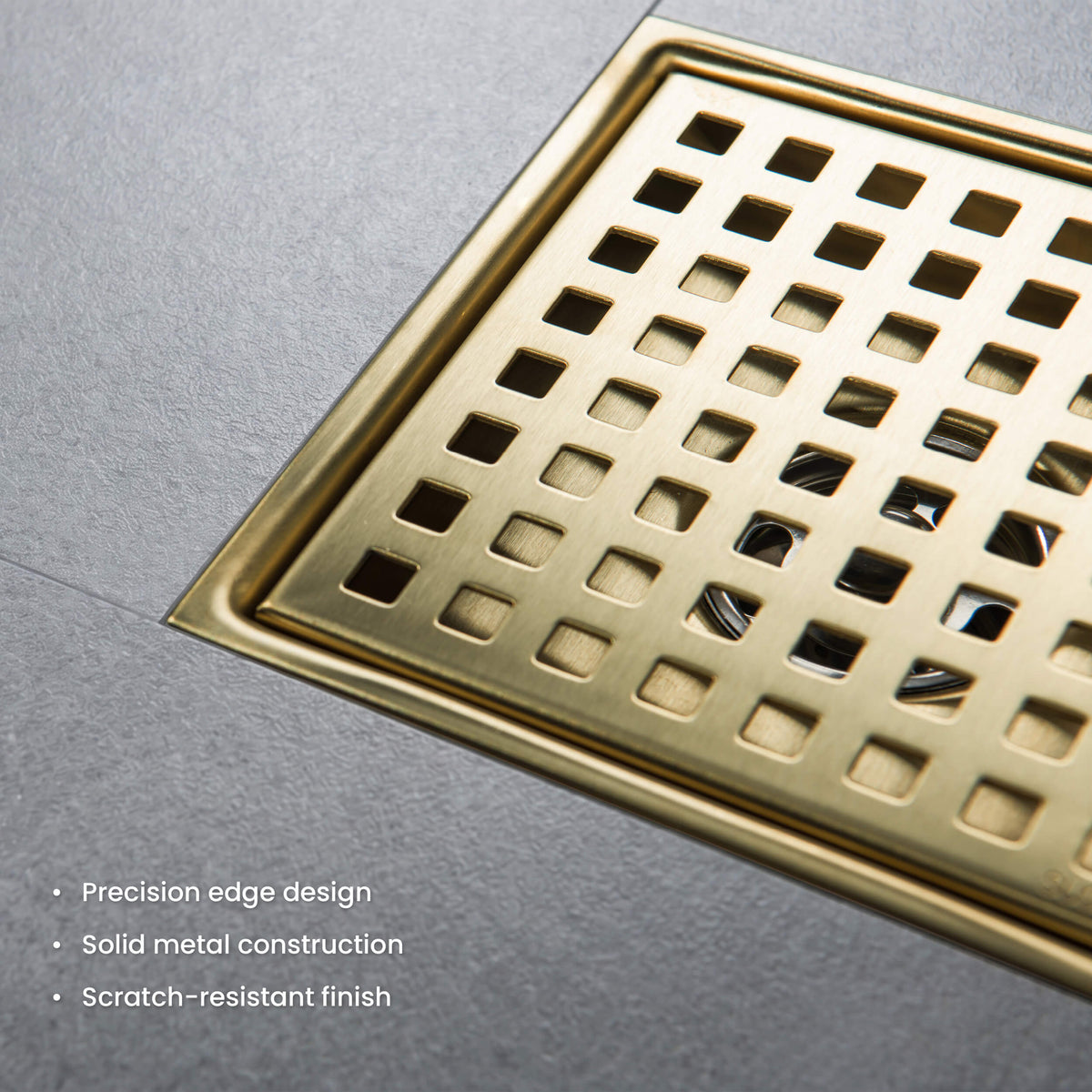 6 inch Square Shower Drain with Square Grid Grate - KFD0602