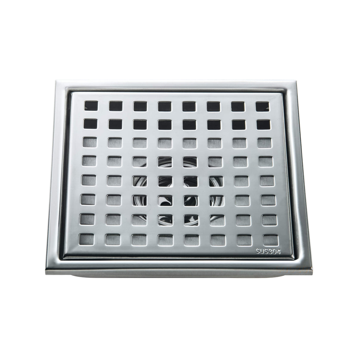 6 inch Square Shower Drain with Square Grid Grate - KFD0602