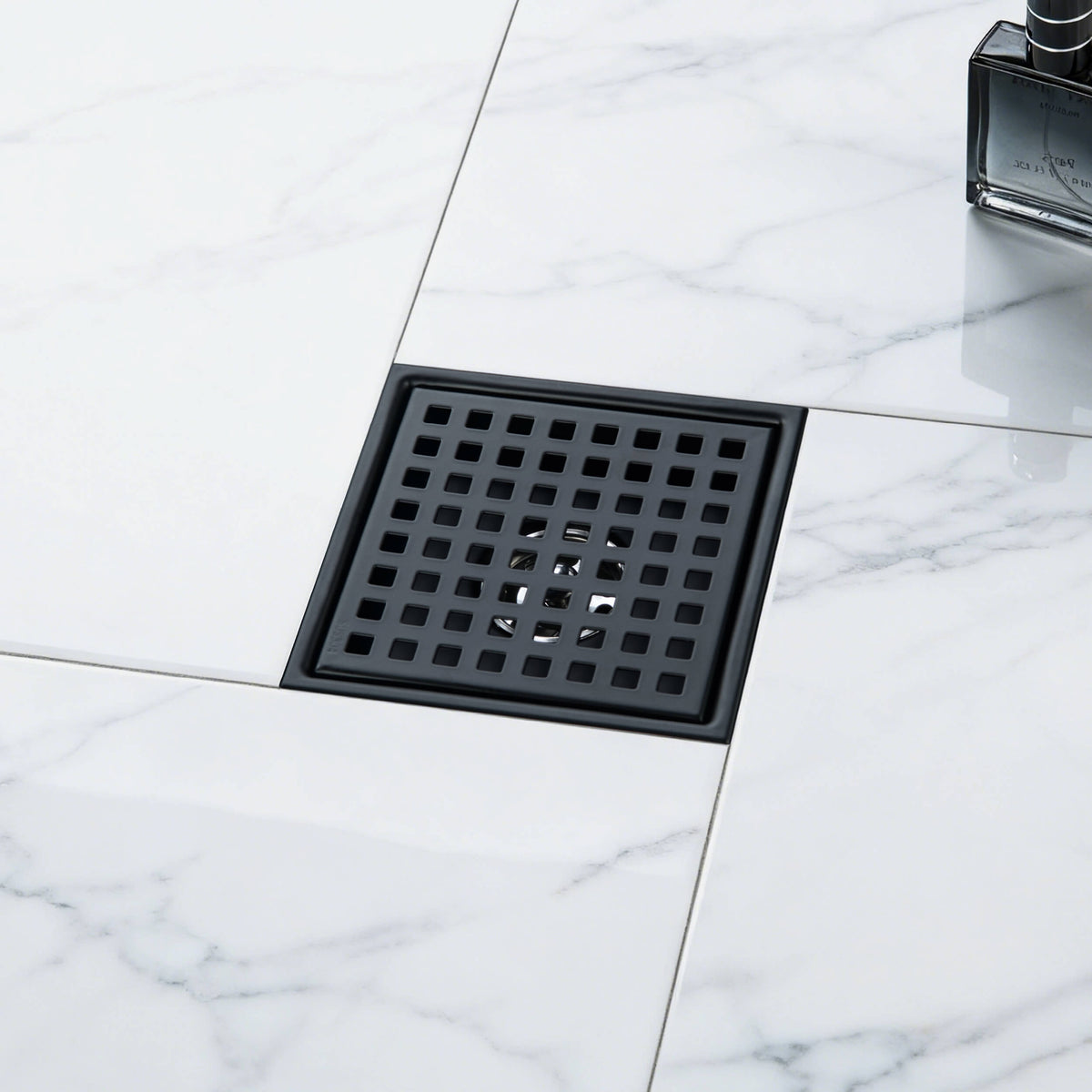 6 inch Square Shower Drain with Square Grid Grate - KFD0602
