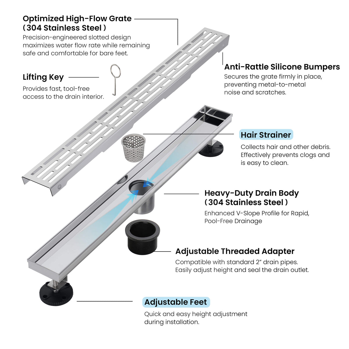 24 inch Linear Shower Drain - KFD2402