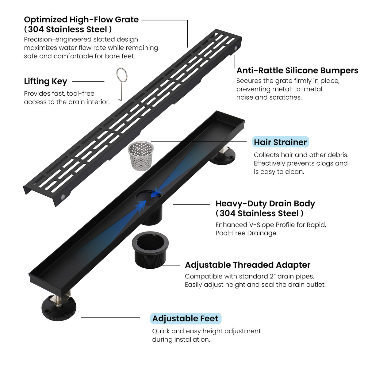 24 inch Linear Shower Drain - KFD2402