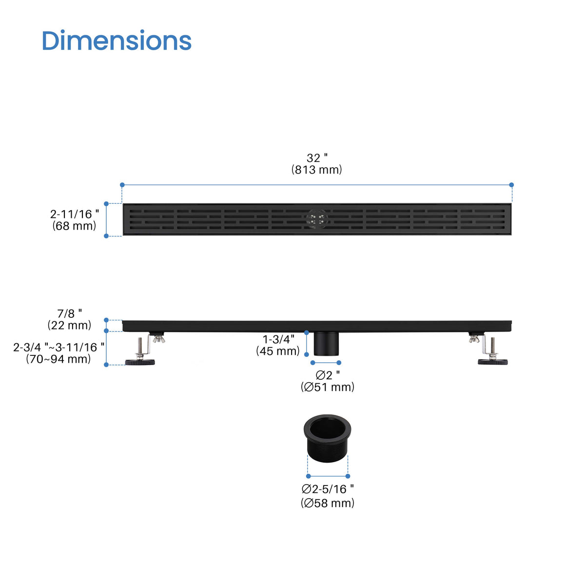 32 inch Linear Shower Drain - KFD3202