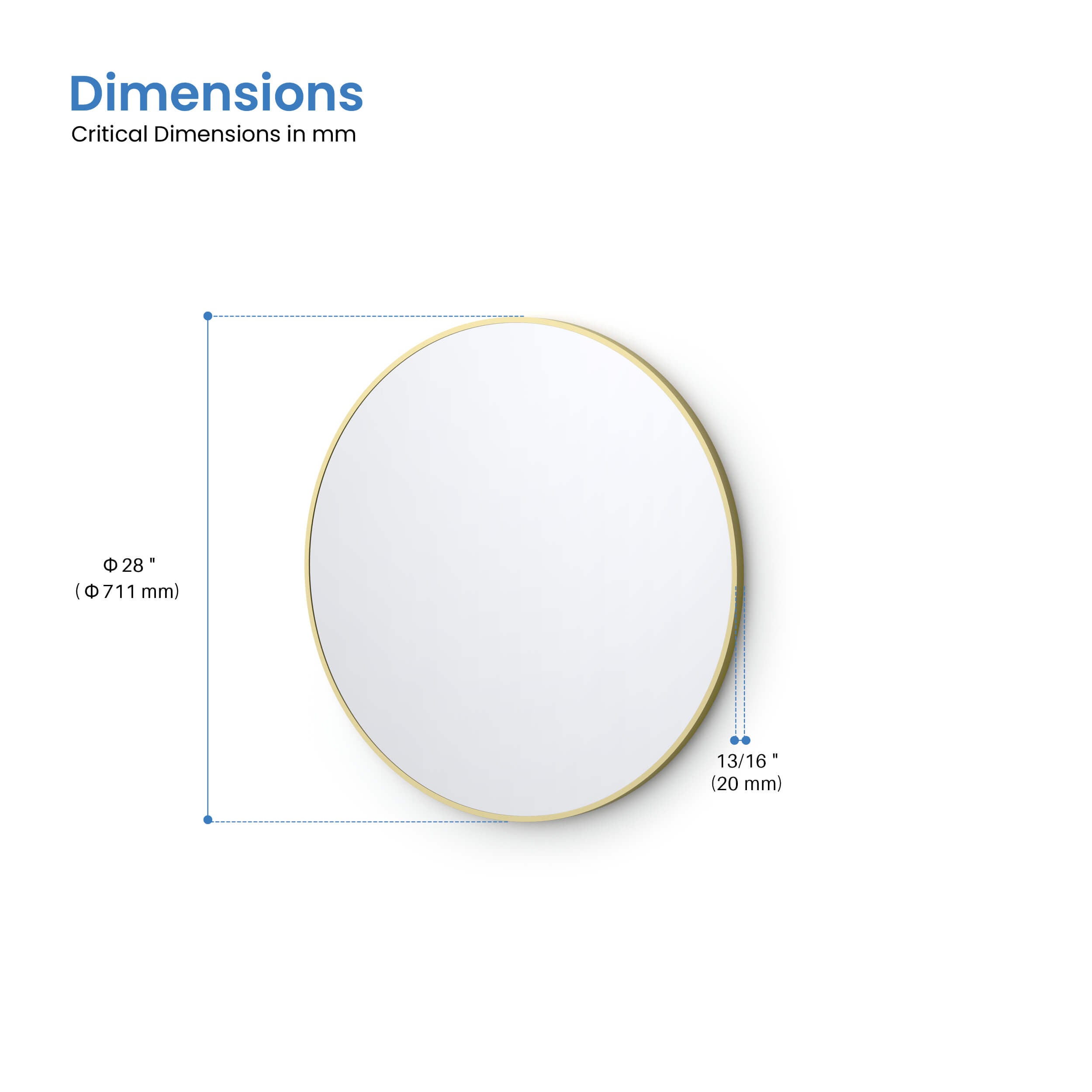 28" Shatterproof Wall Mount Metal Frame Mirror - FM3-R28