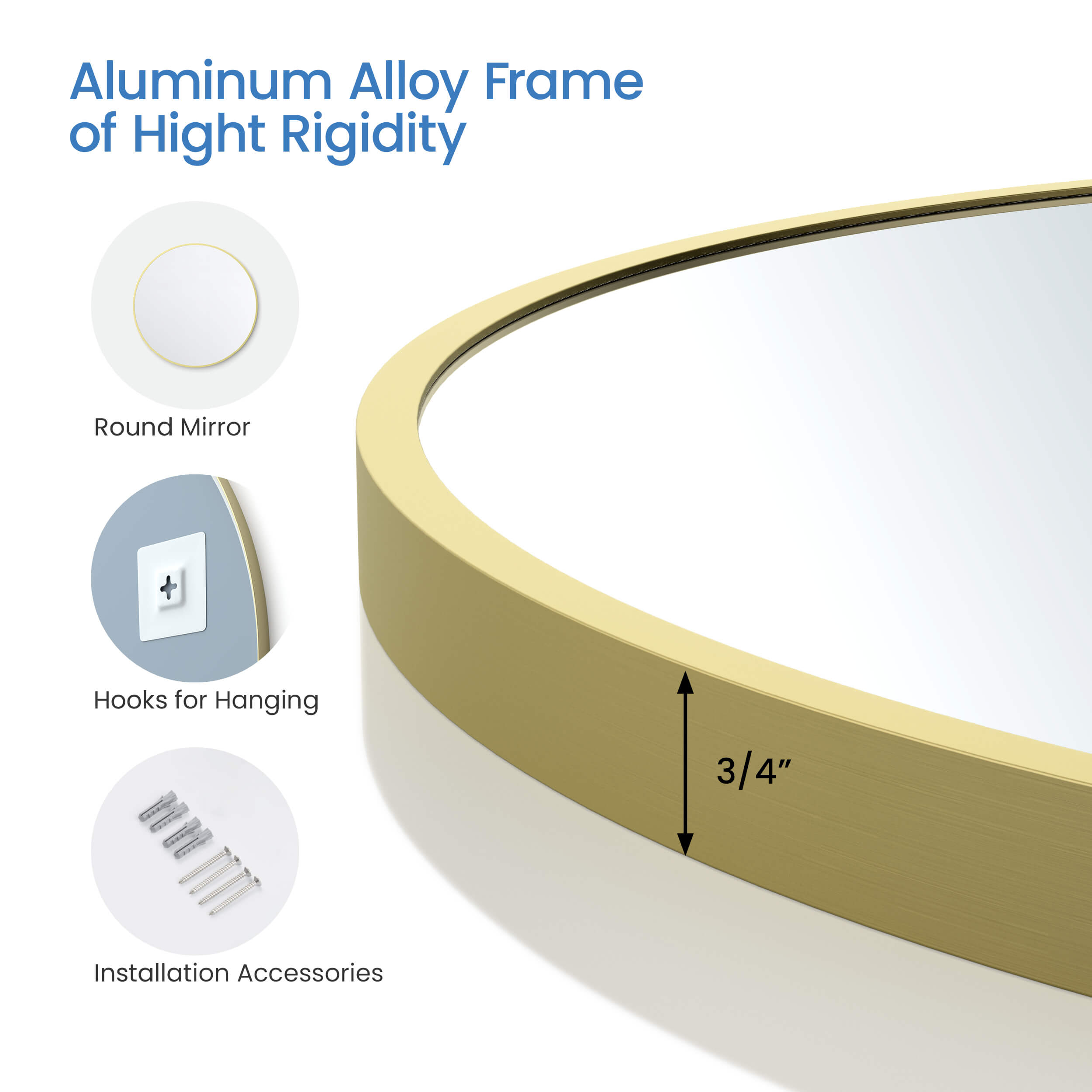 32" Shatterproof Wall Mount Metal Frame Mirror - FM3-R32