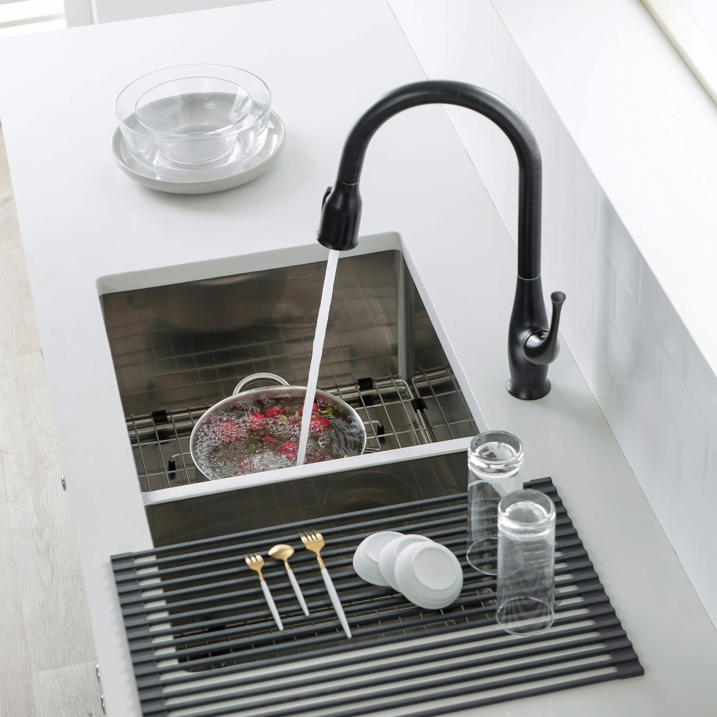 32 3/4″ Handcrafted Undermount Double Bowl Stainless Steel Kitchen Sink – K1-D33-BS