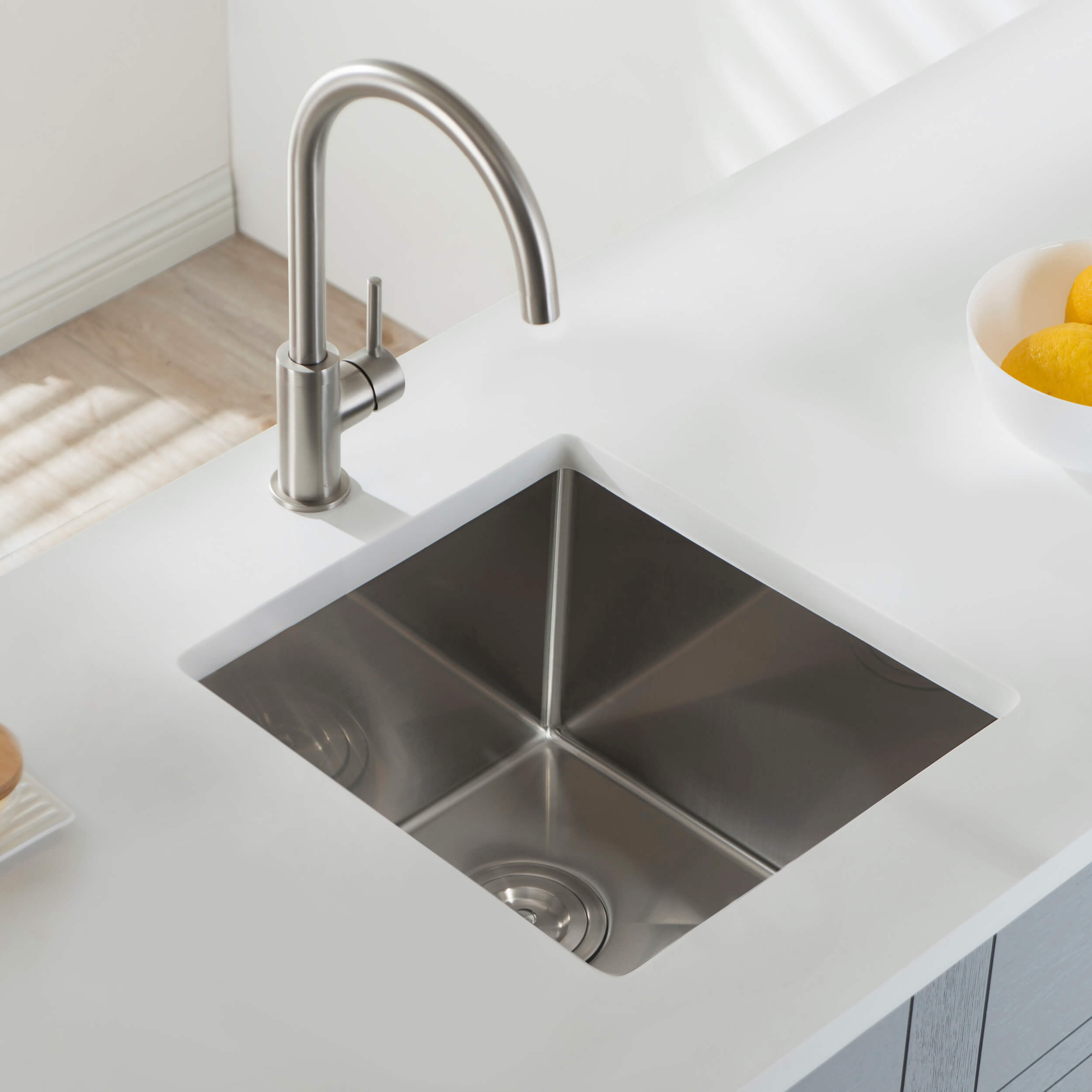 16″ Handcrafted Undermount Single Bowl 16 gauge Stainless Steel Kitchen Sink – K1-S16