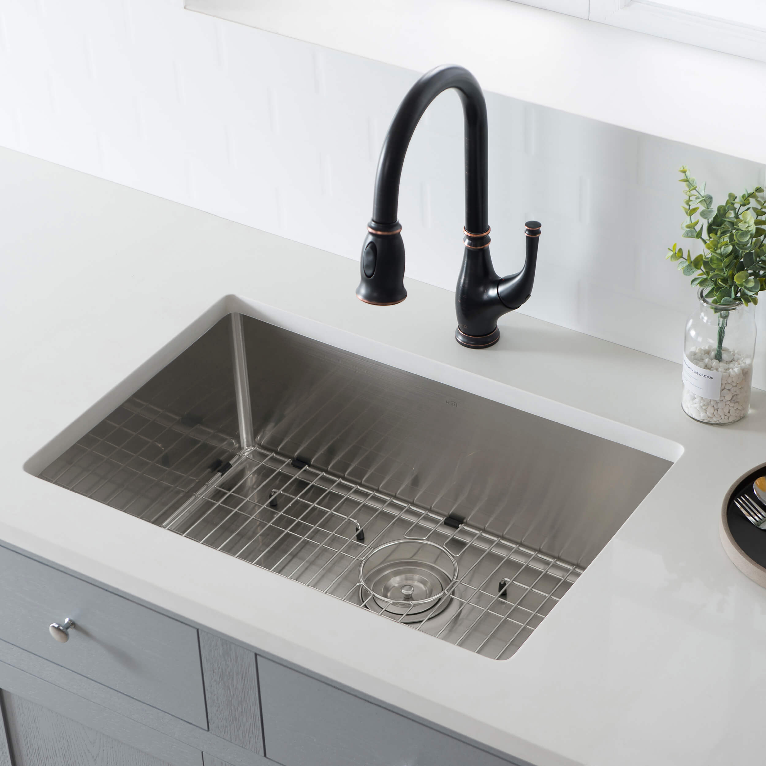 26″ Handcrafted Undermount Single Bowl 16 gauge Stainless Steel Kitchen Sink – K1-S26