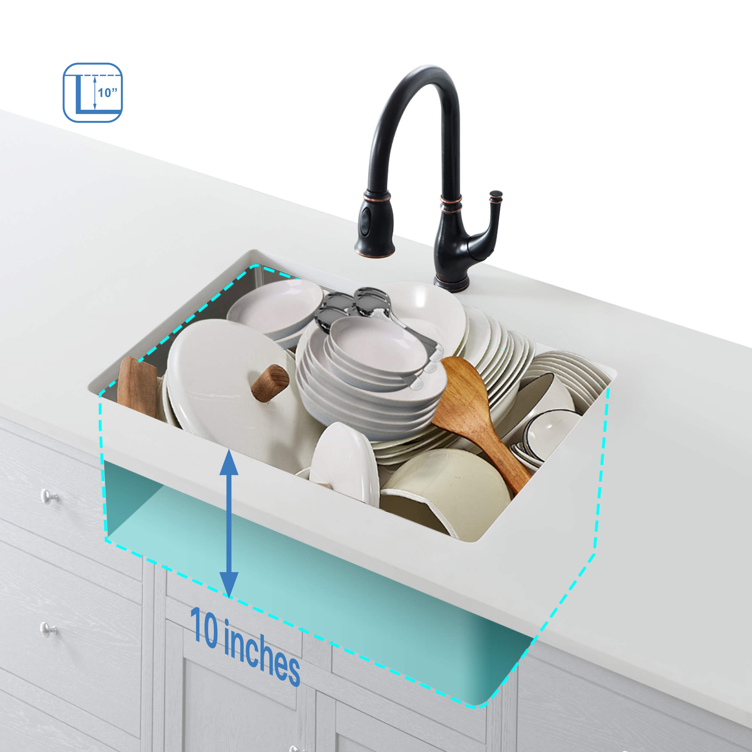 26″ Handcrafted Undermount Single Bowl 16 gauge Stainless Steel Kitchen Sink – K1-S26