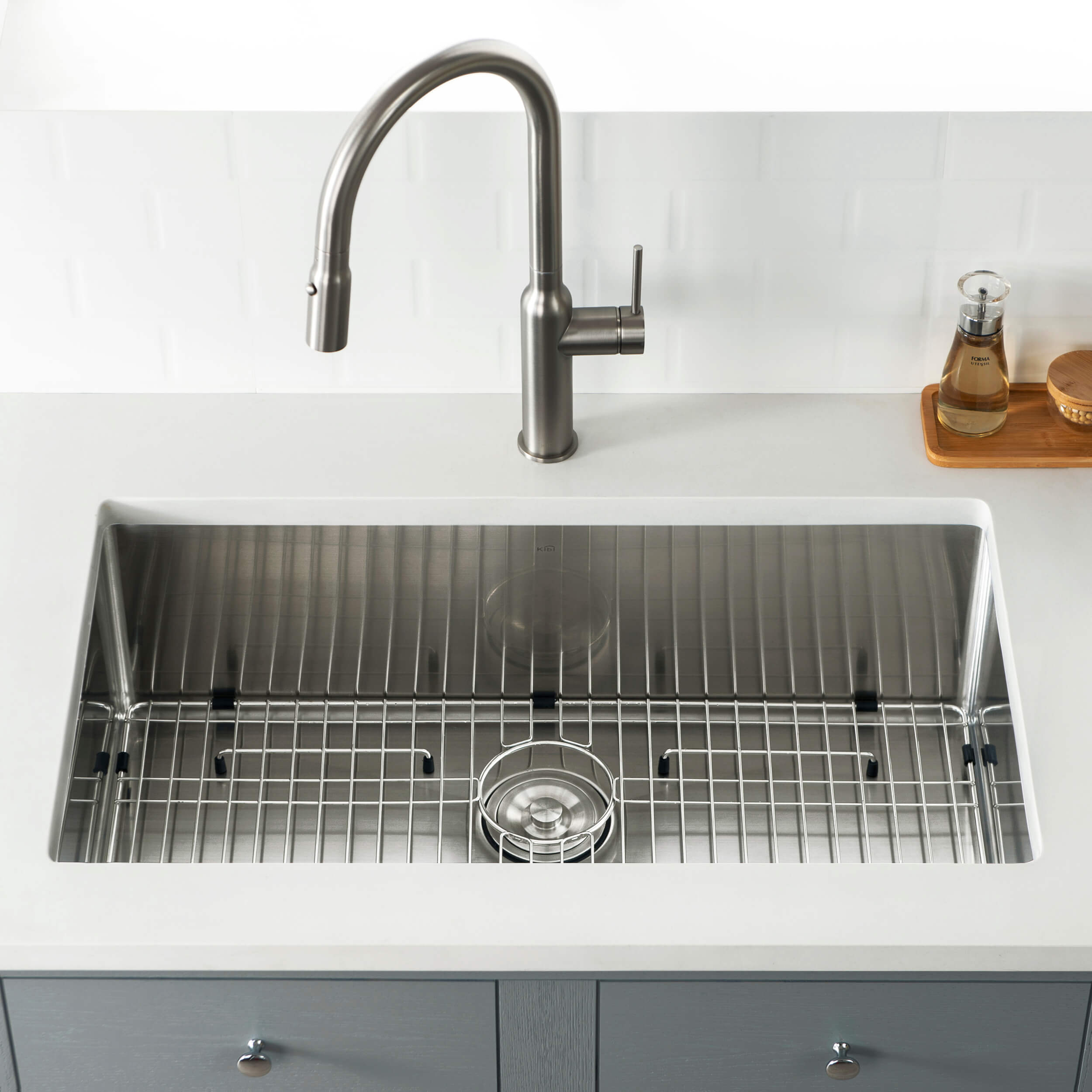 32 3/4″ Handcrafted Undermount Single Bowl 16 gauge Stainless Steel Kitchen Sink – K1-S33