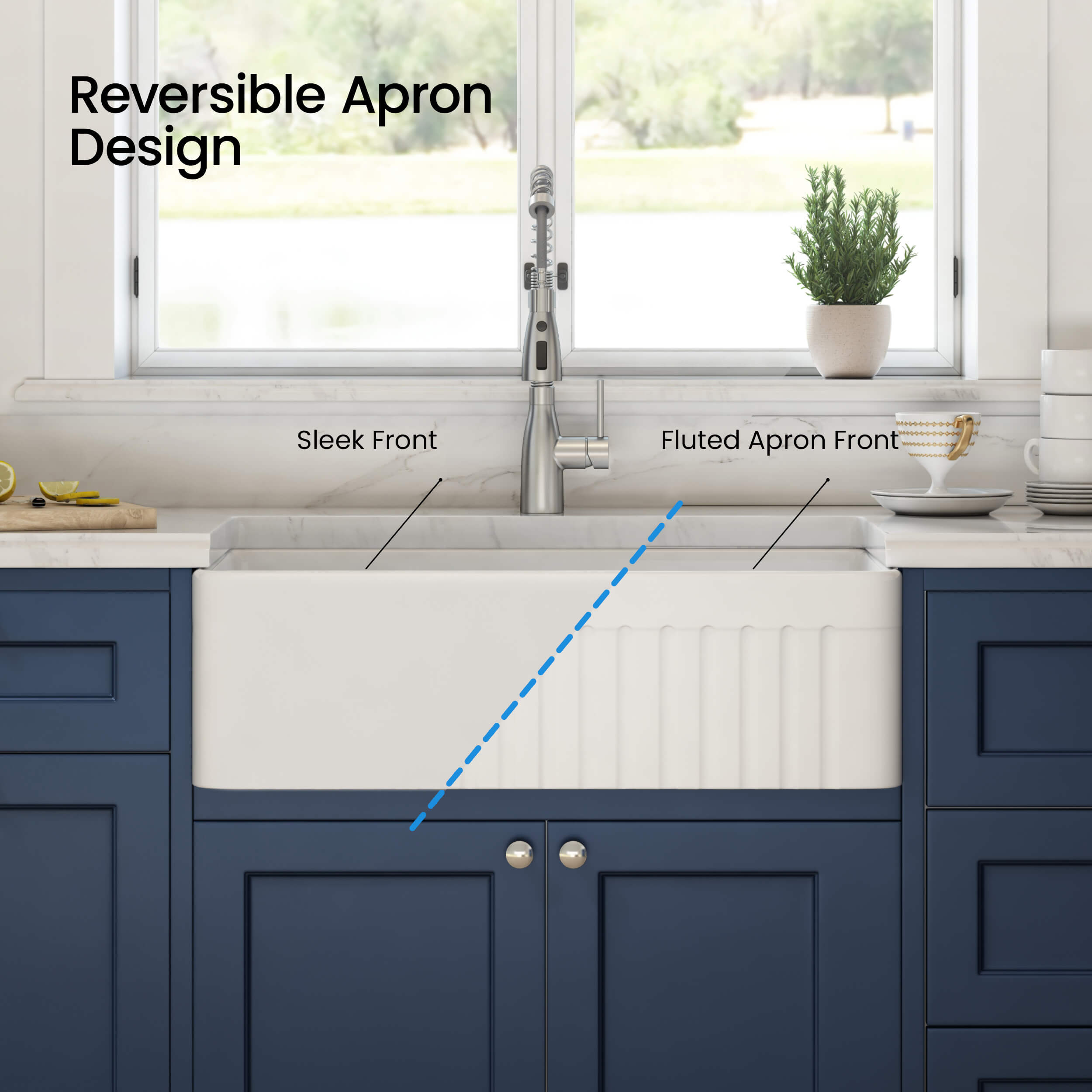 Pillar 33″ Farmhouse Kitchen Fireclay Sink - K2-DF33PI